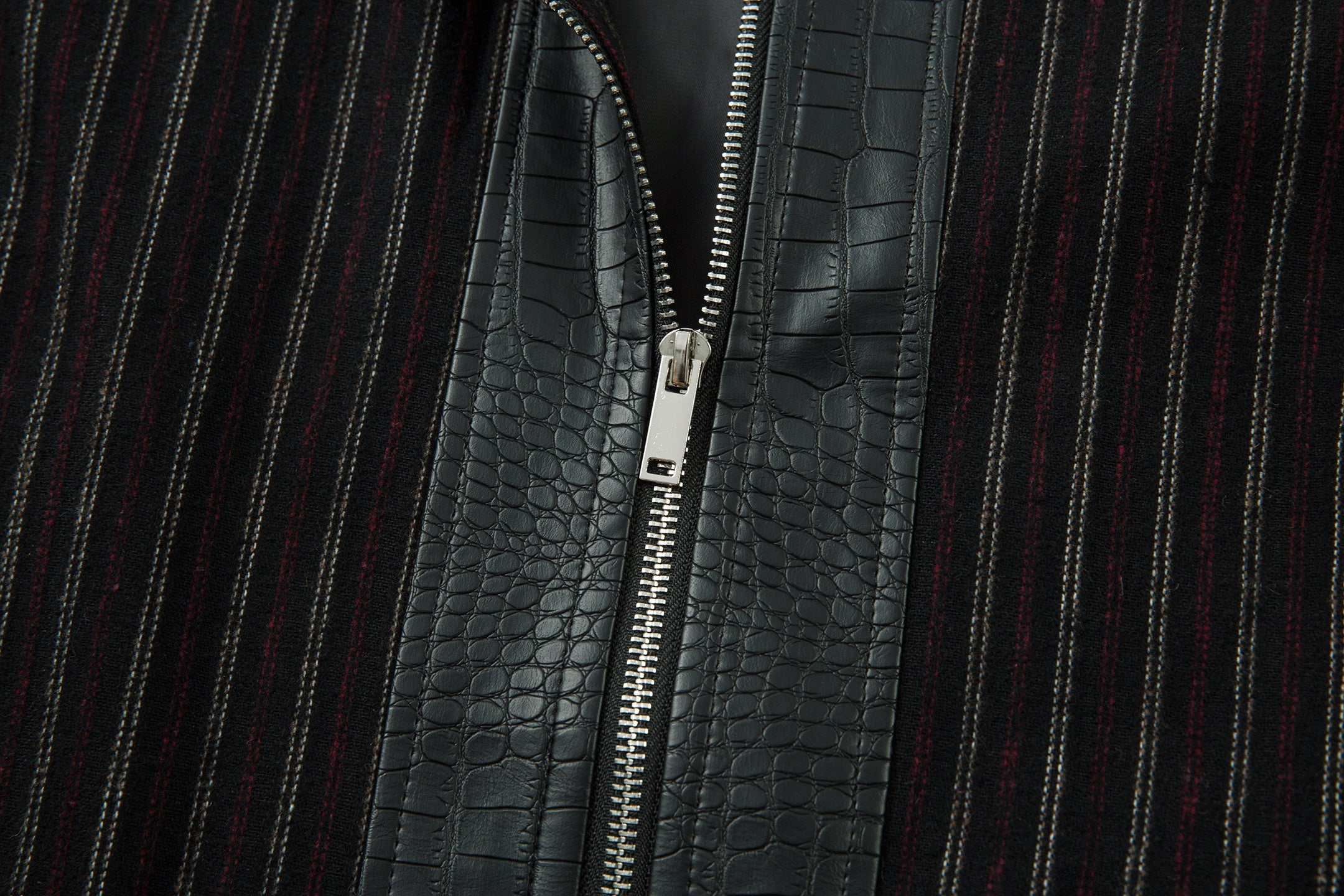 Omirad Striped Faux-Leather Trim Jacket | Streetwear