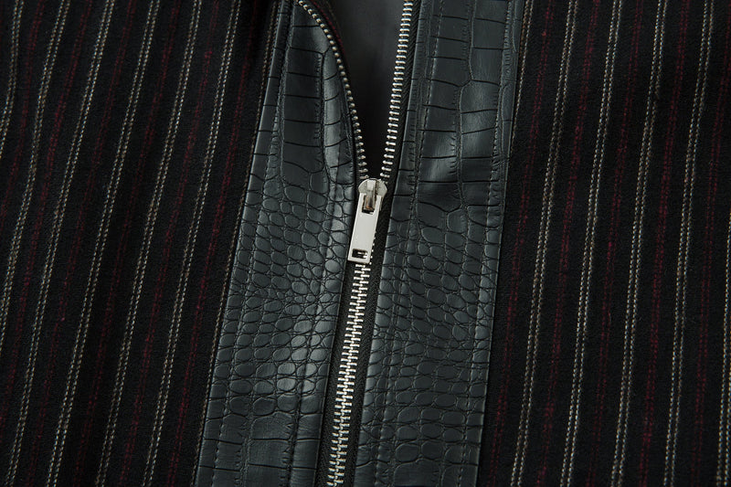 Omirad Striped Faux-Leather Trim Jacket | Streetwear