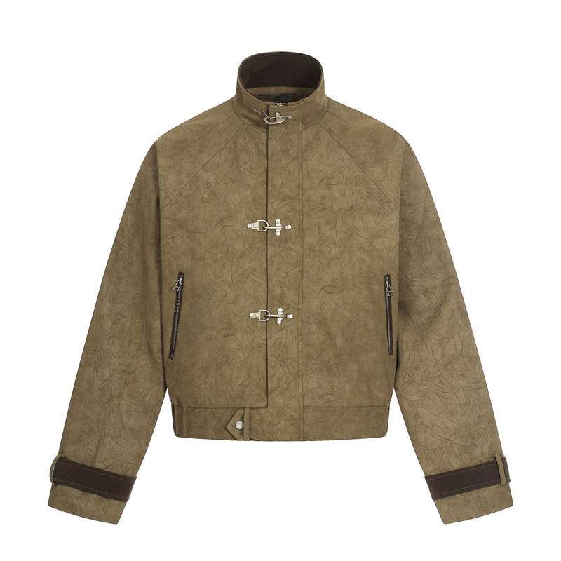 Omirad Textured Utility Jacket | Metal Clasp Streetwear