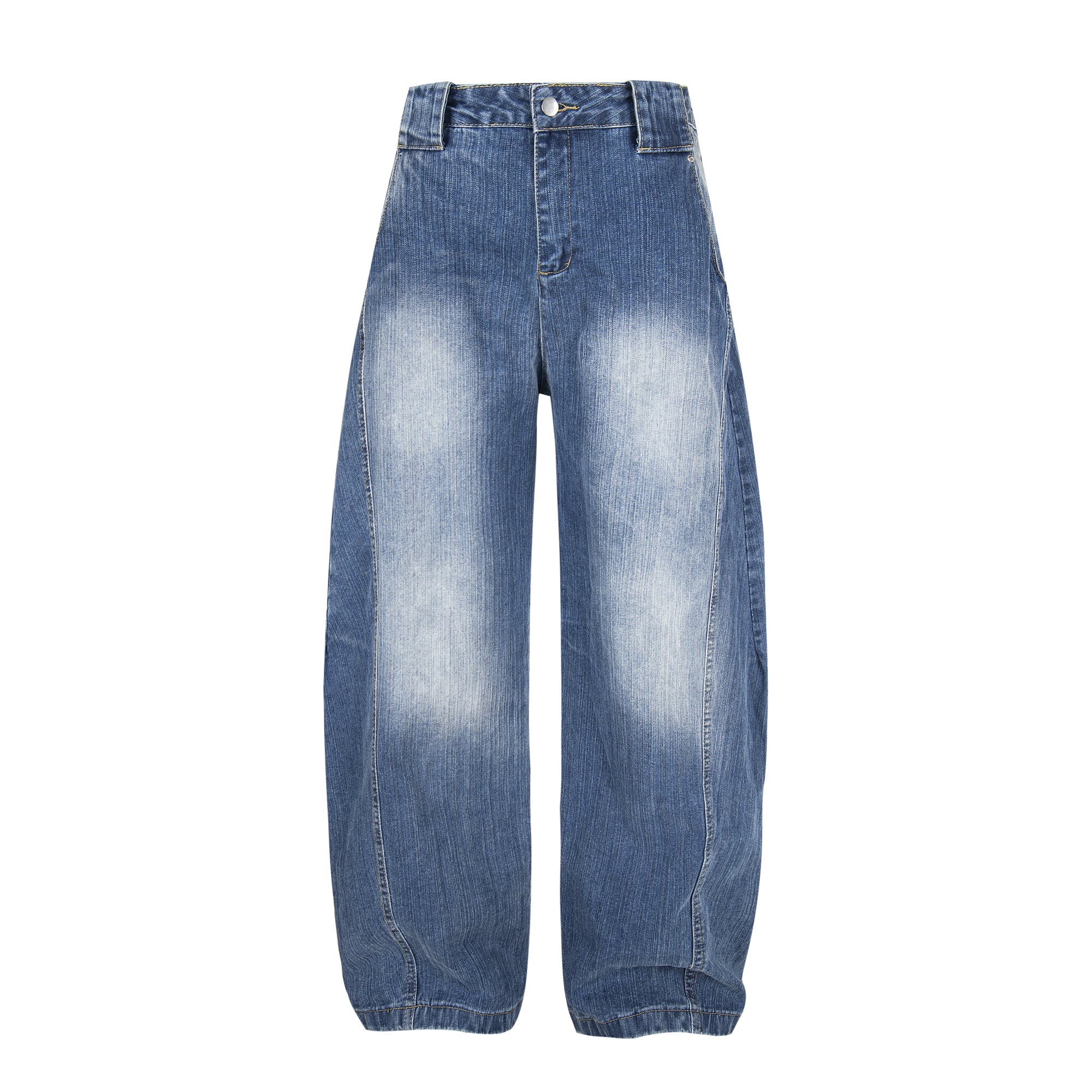 Highlight Fade Curved-Panel Wide-Leg Denim Pants