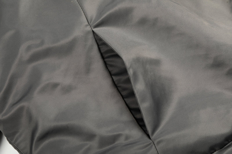 Faux Fur Collar Cropped Nylon Jacket | Smoke Gray & Black
