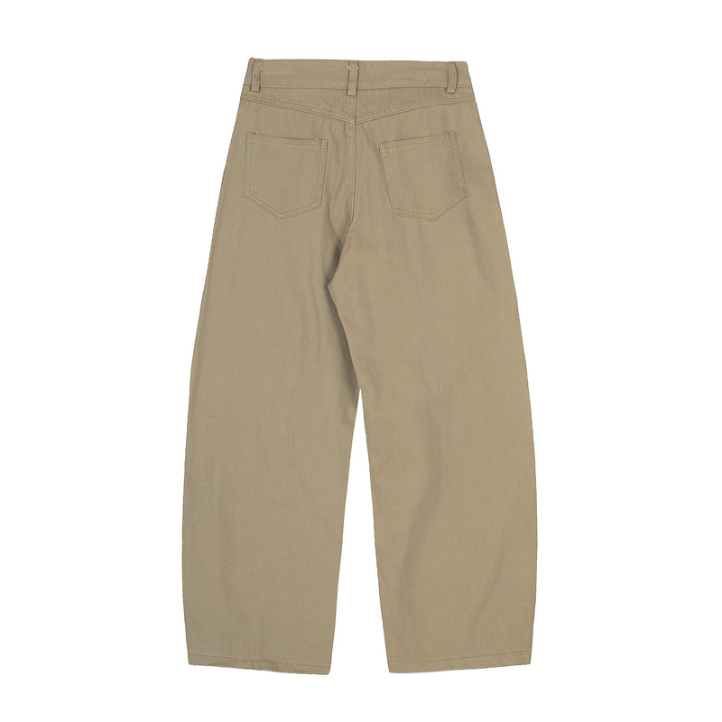 Plaid Tie-Belt Arc Wide-Leg Pants | 100% Cotton Streetwear