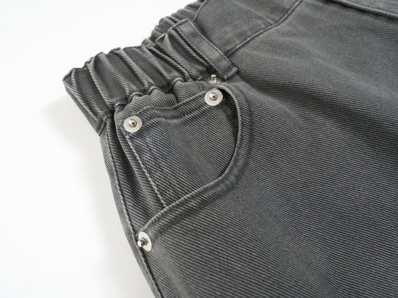High-Waist Wide-Leg Denim Pants | Vintage Wash Cotton