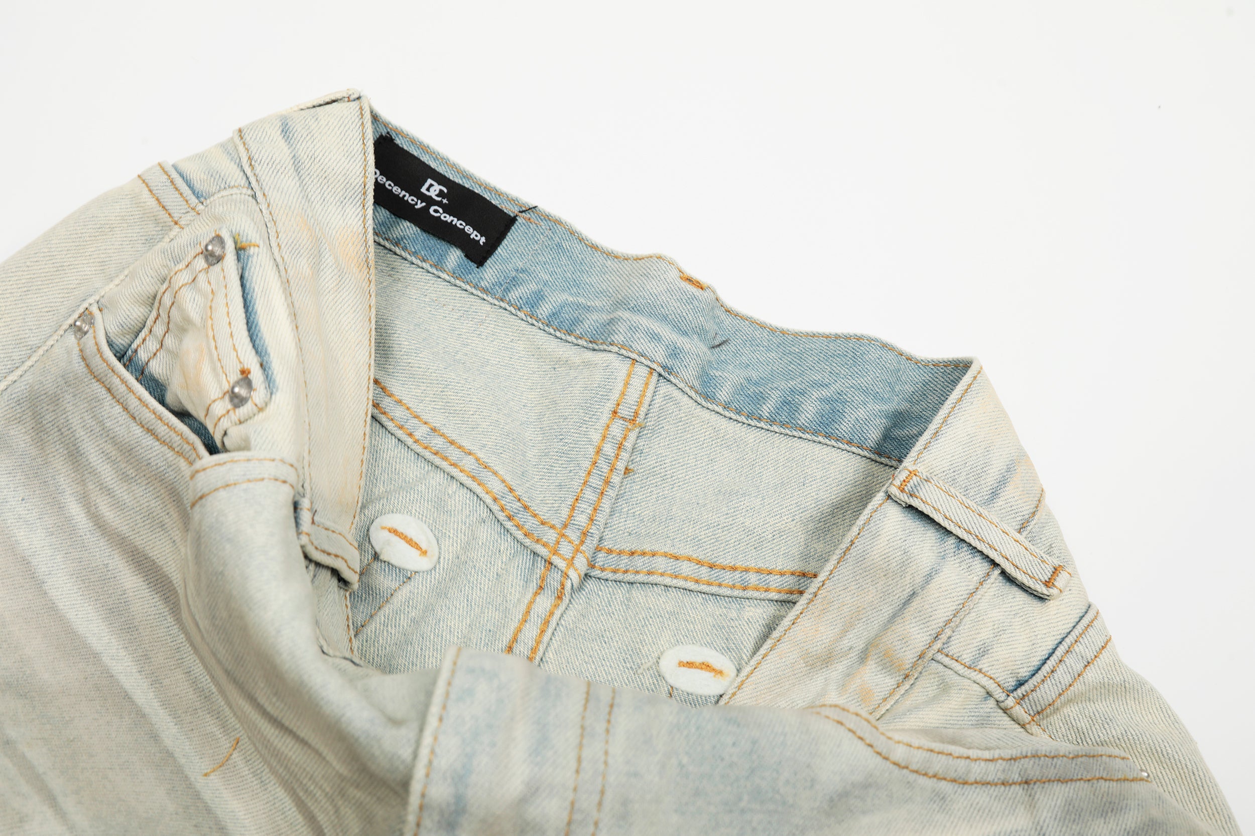 Omirad Cream Distressed Wide-Leg Jeans | Heavy Ripped Denim