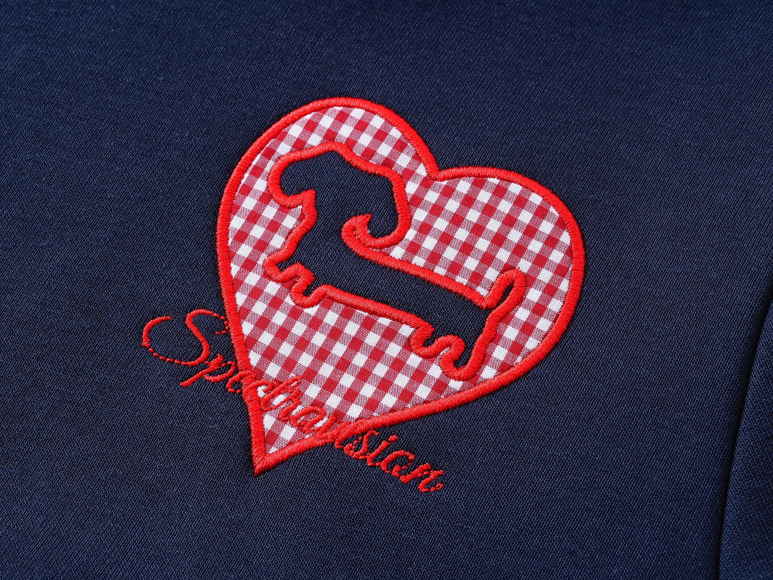 Gingham Heart Embroidered Cropped Zip Hoodie | Women