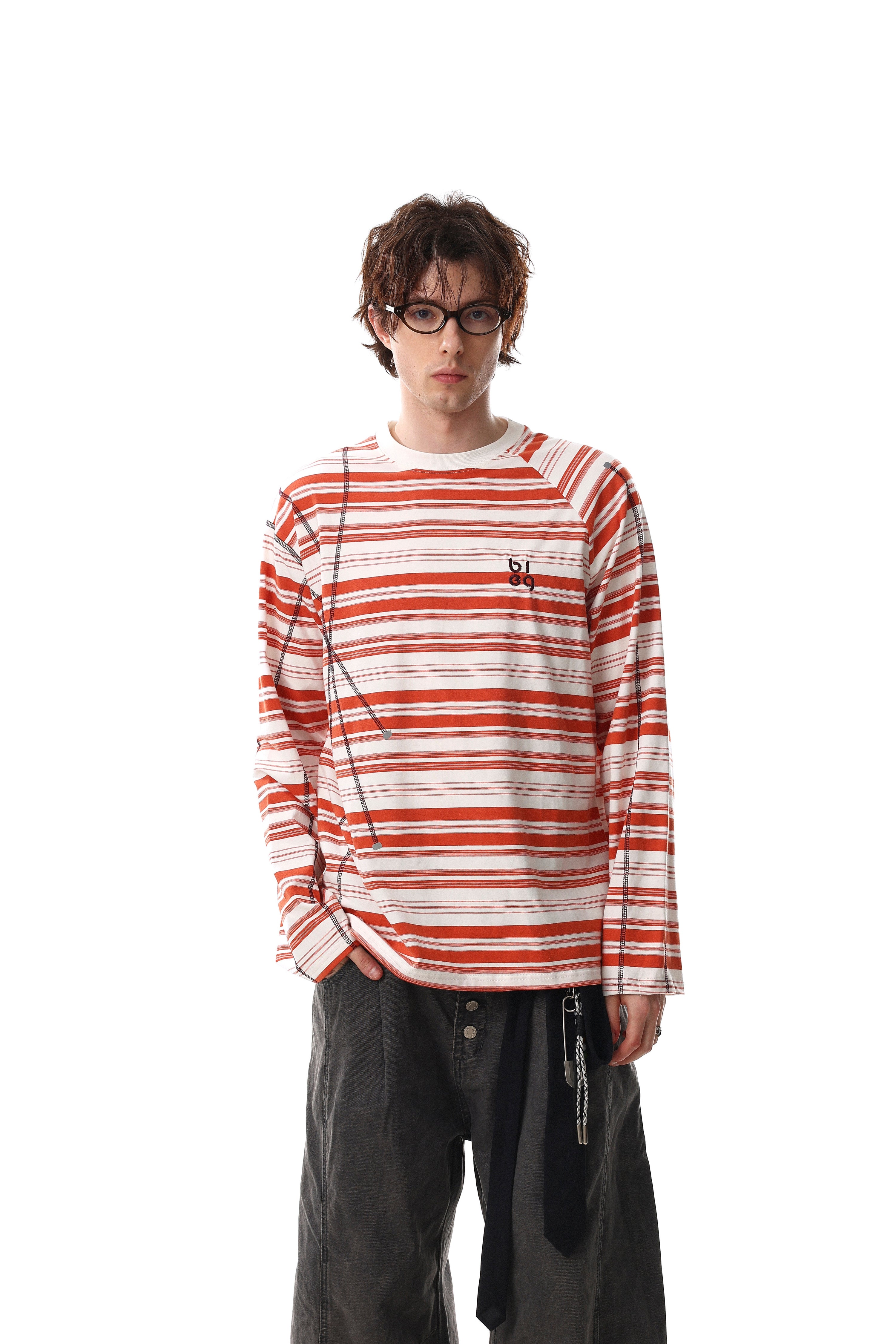 Omirad Striped Long Sleeve Crewneck Tee | 100% Cotton