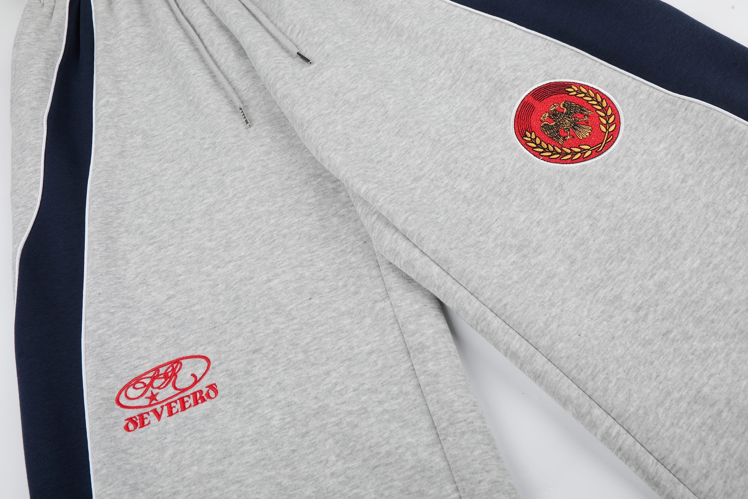 Retro Crest Panel Sweatpants | Oversized Wide Leg Streetwear