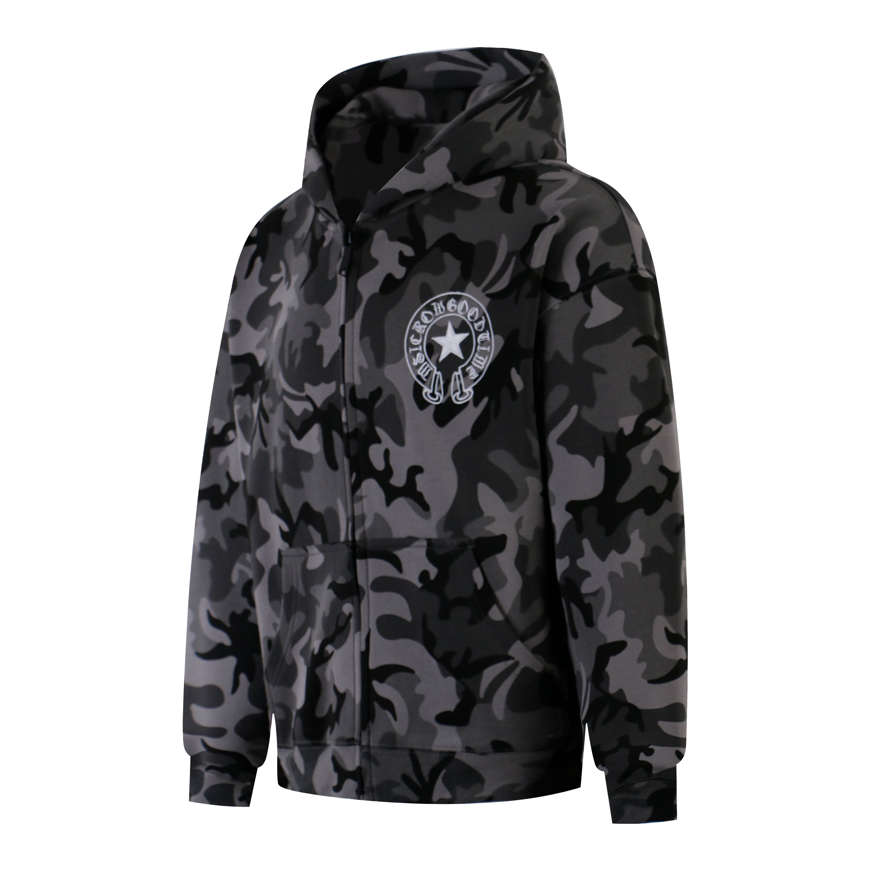 Camo Flag Zip-Up Hoodie | Streetwear Americana Hoodie
