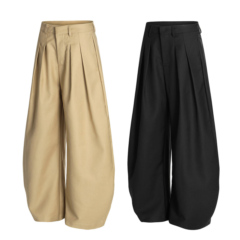 Omirad Pleated Barrel-Leg Trousers | Wide Leg Tailored Pants