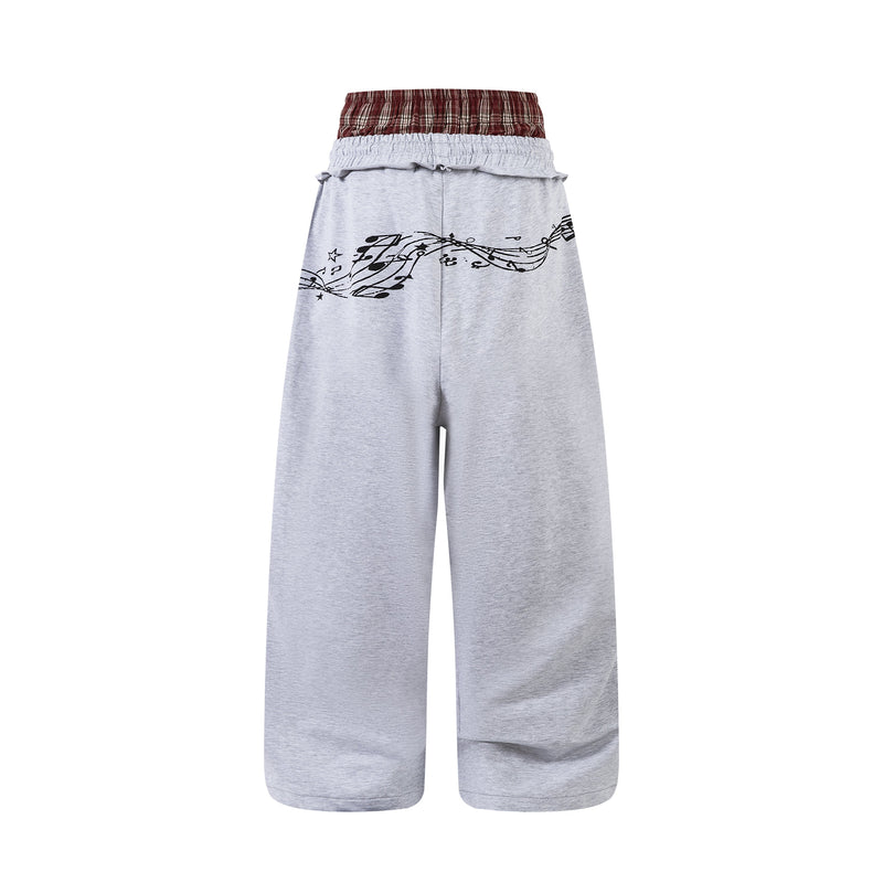 Music Note Graphic Wide-Leg Sweatpants | Streetwear Comfort