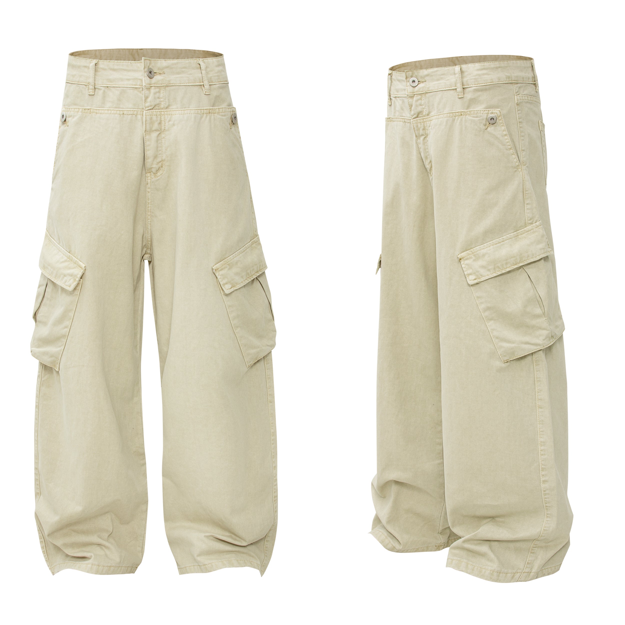Omirad Cargo Wide Leg Pants | Washed Cotton Streetwear