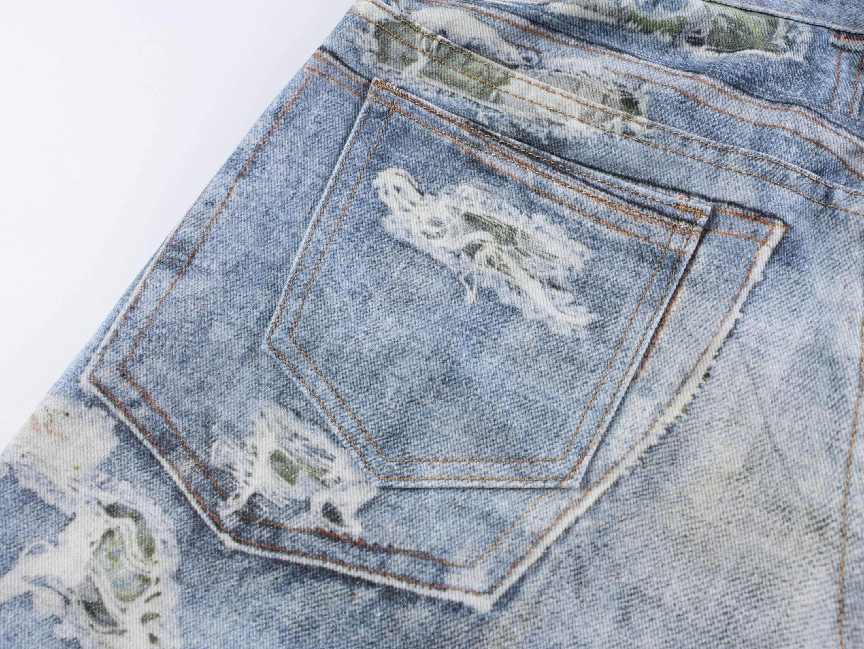 Floral Patchwork Distressed Wide-Leg Jeans | Omirad