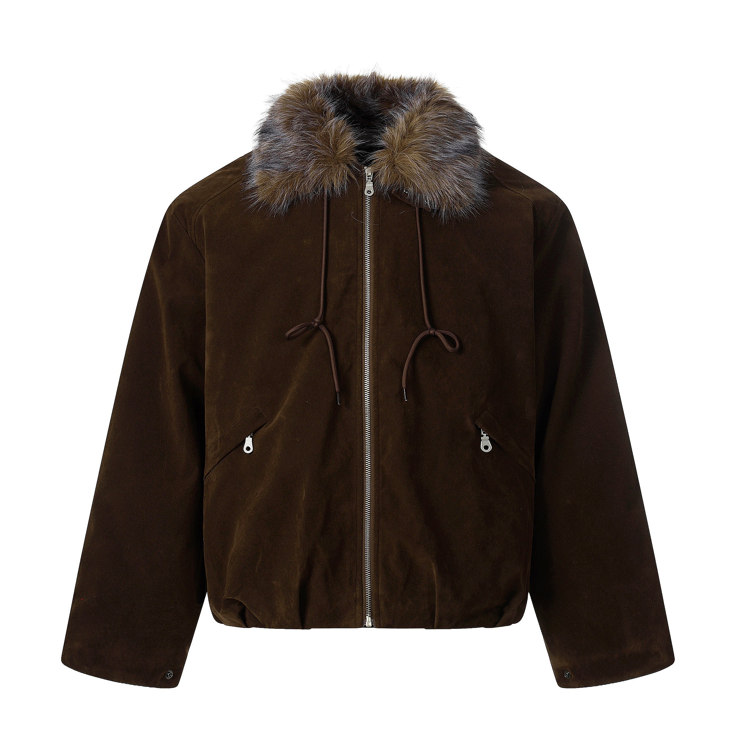 Faux Fur Collar Velvet Bomber Jacket | Cropped Streetwear