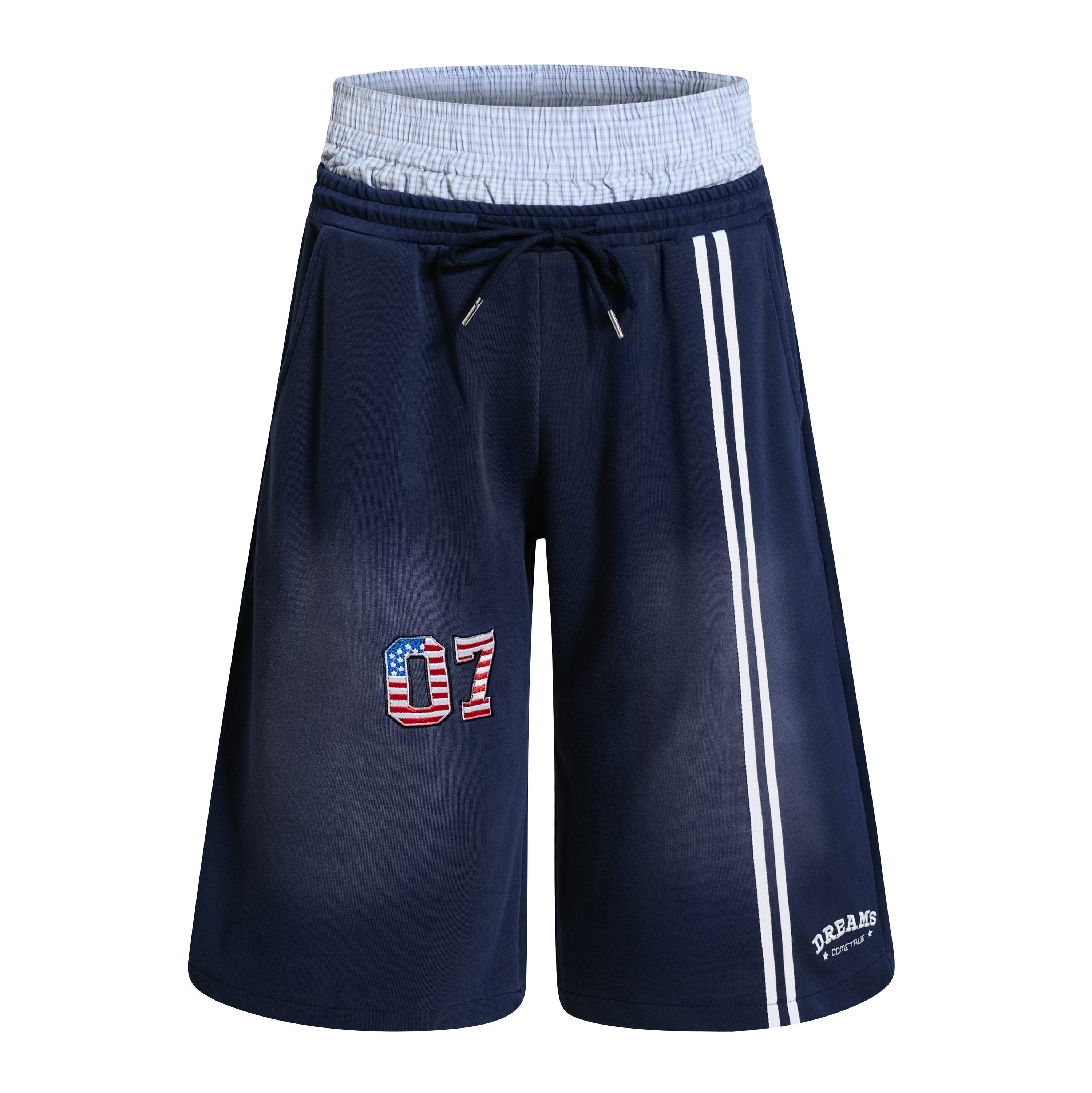 Double-Waist Varsity Athletic Shorts | Retro Streetwear