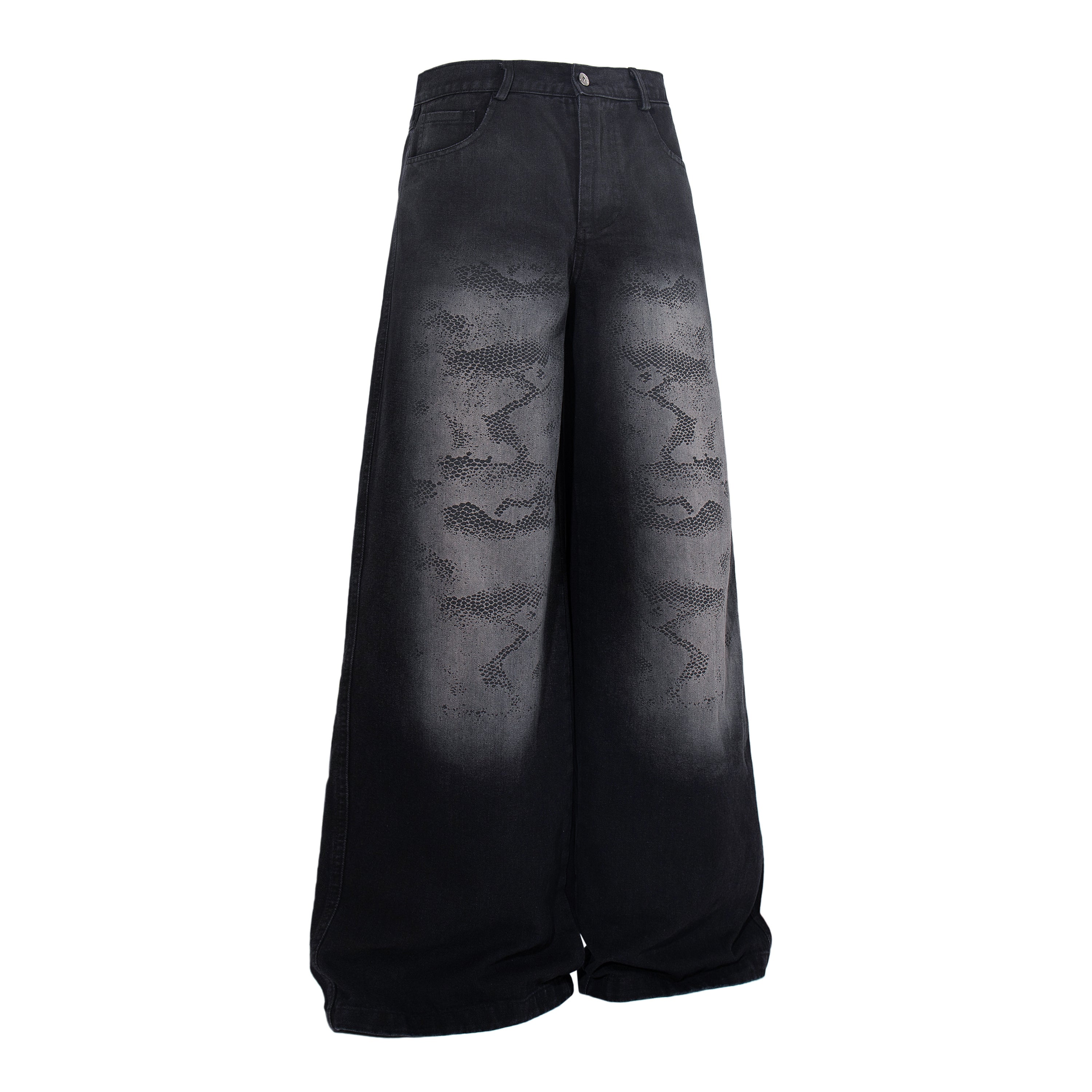 Shadow Camo Wide-Leg Jeans | Dark Streetwear Denim