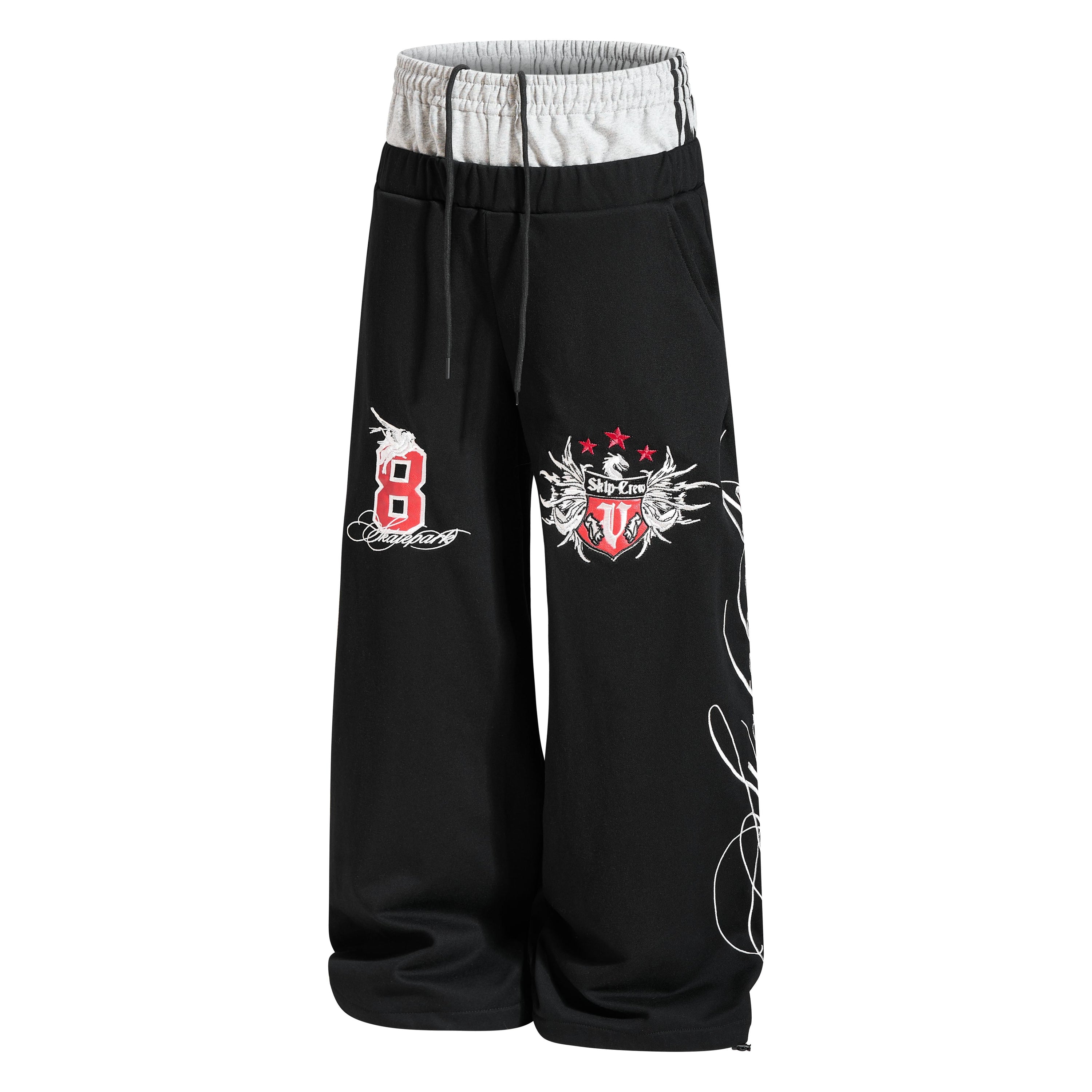 Varsity Crest Wide-Leg Sweatpants | Streetwear Joggers