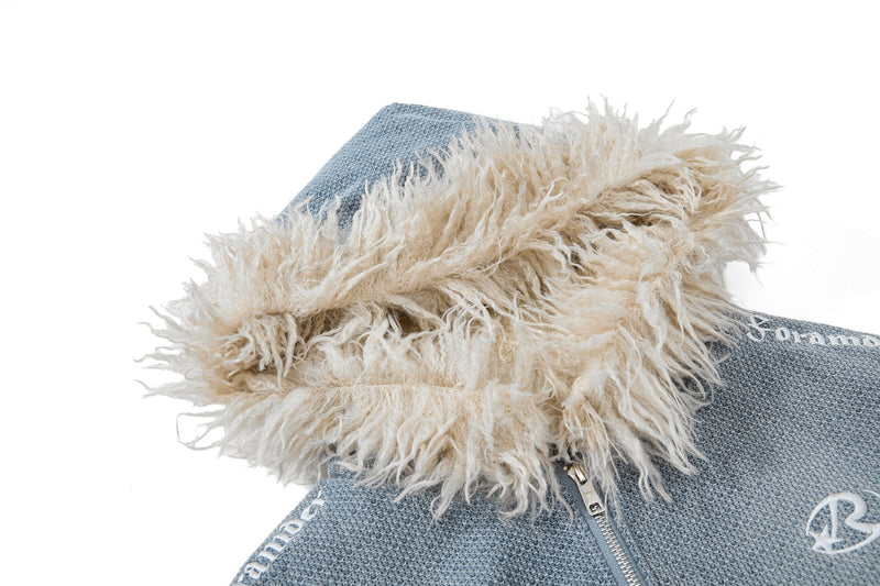 Omirad Fur-Trim Washed Hooded Bomber Jacket | Street Style