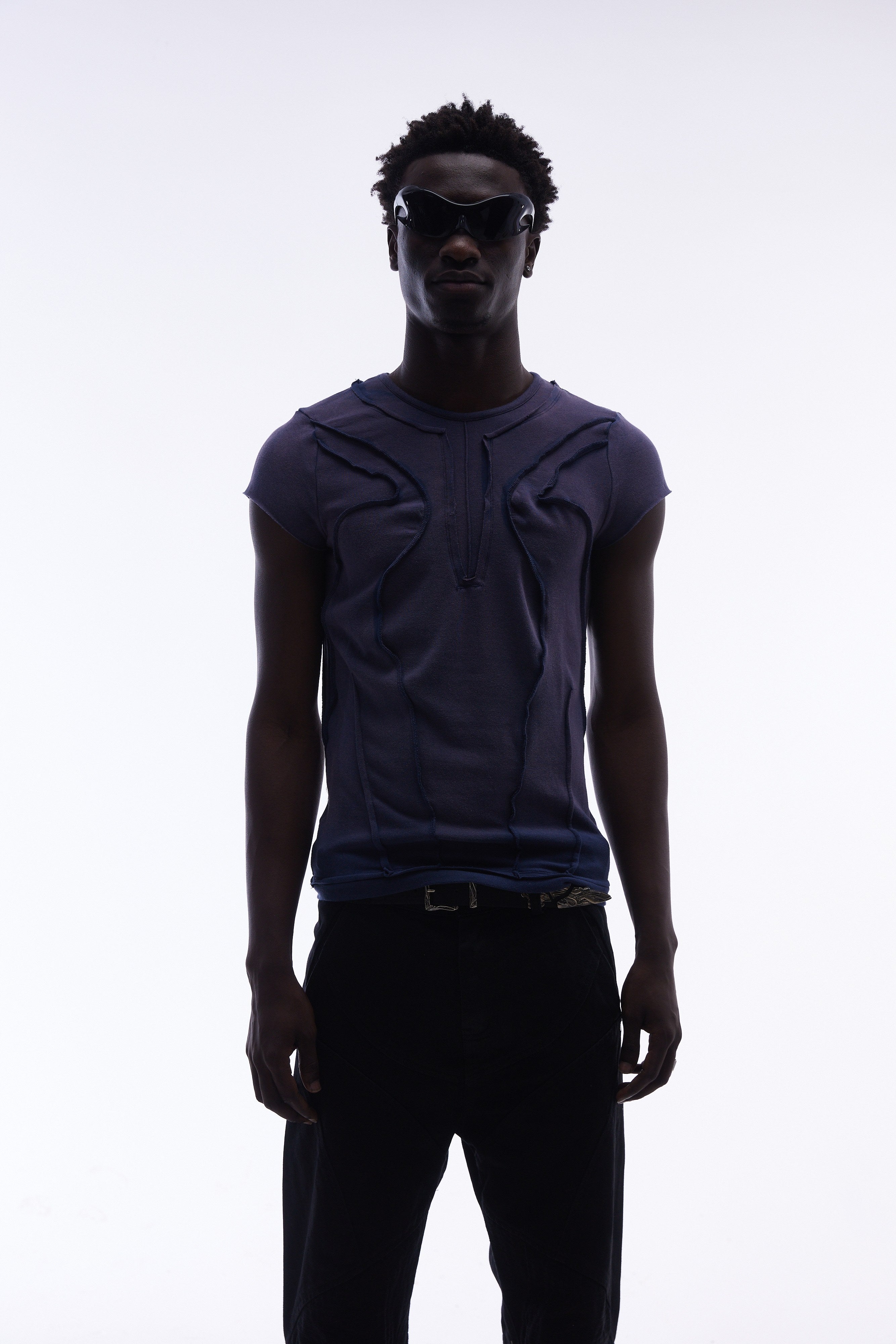 Omirad Raw Seam Sculpted Panel Cotton Tee | Avant-Garde Streetwear