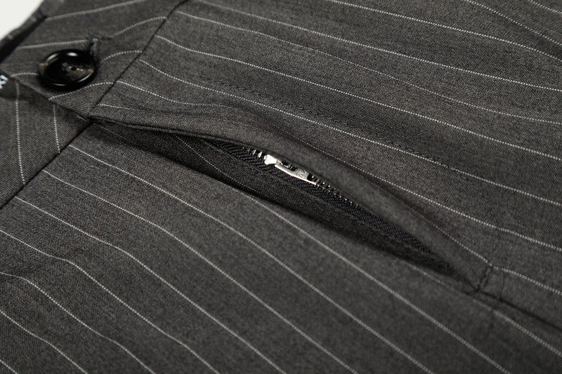 Omirad Pinstripe Wide-Leg Trousers | Grey Tailored Pants
