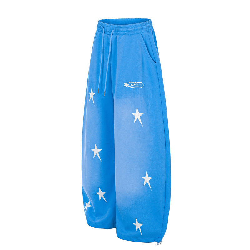 Star Print Gradient Wide-Leg Sweatpants | Streetwear Joggers