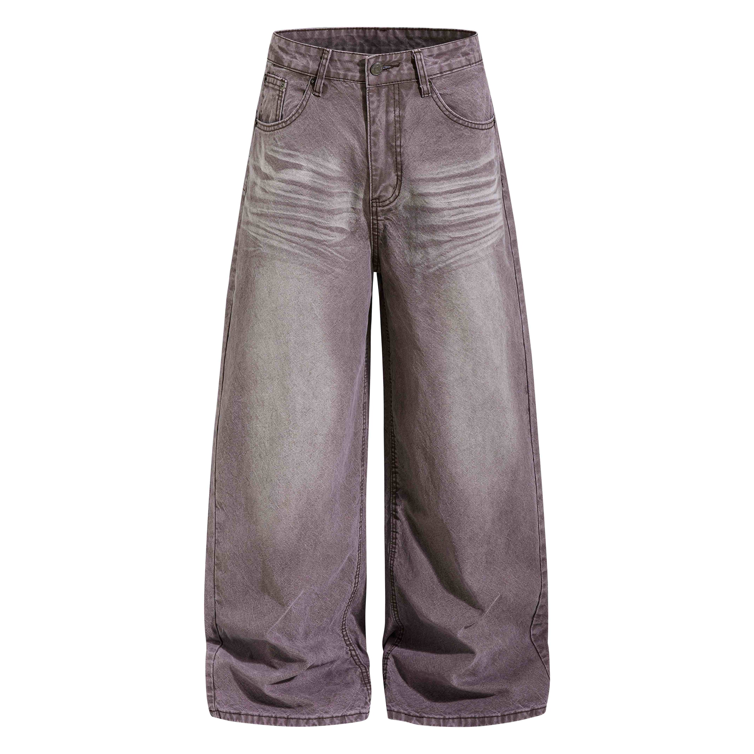 Vintage Fade Wide-Leg Denim Pants | Washed Streetwear Jeans