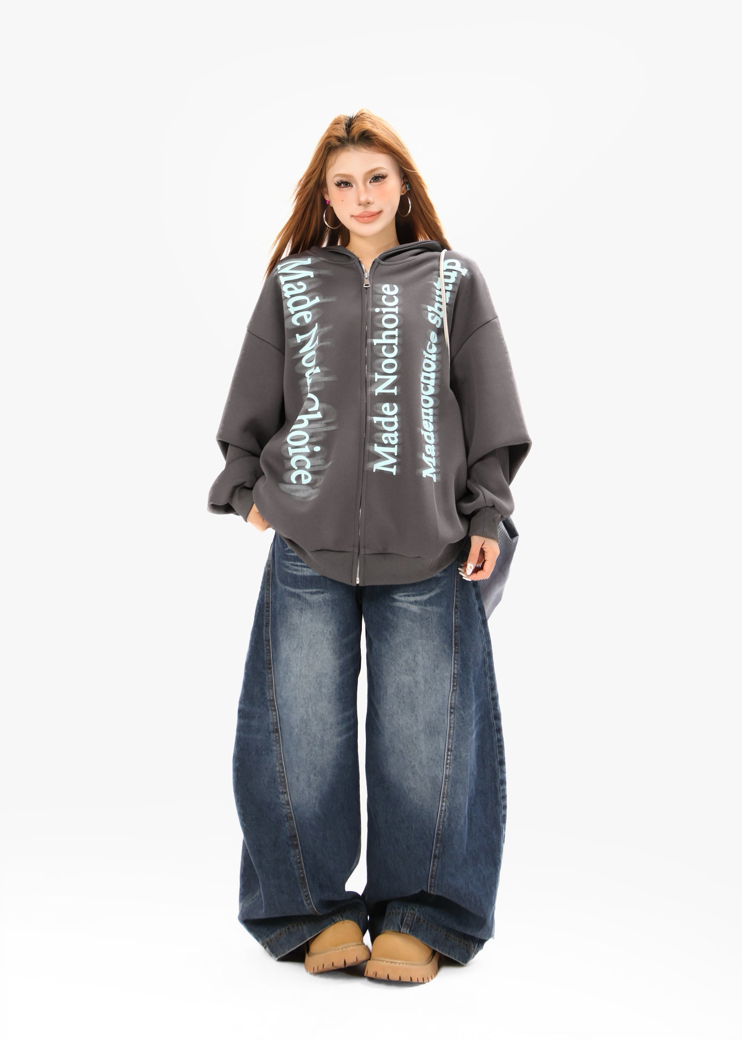 Omirad Gradient Letter Zip Hoodie | Streetwear Statement