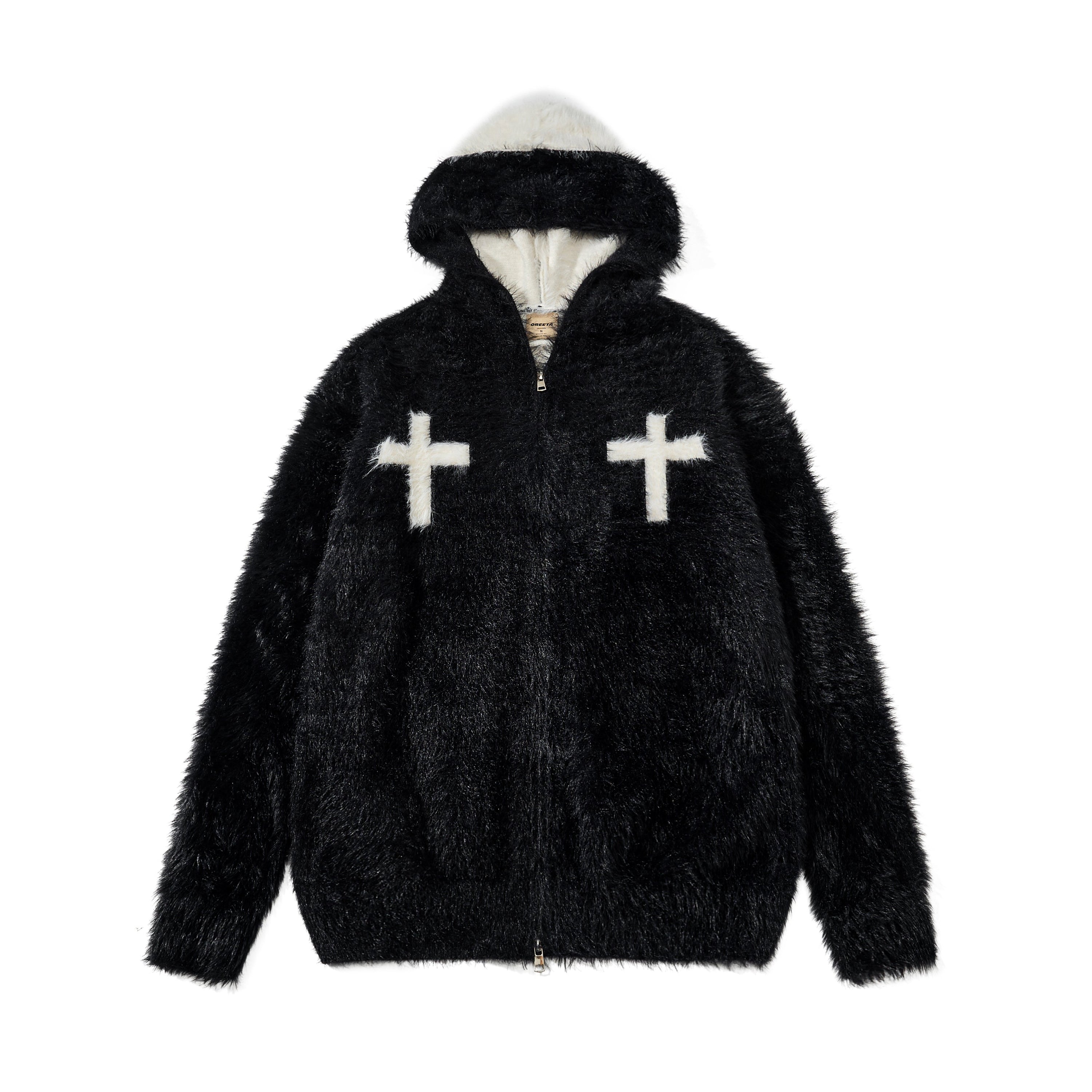 Omirad Cross Fleece Zip Hoodie | Gothic Streetwear Jacket