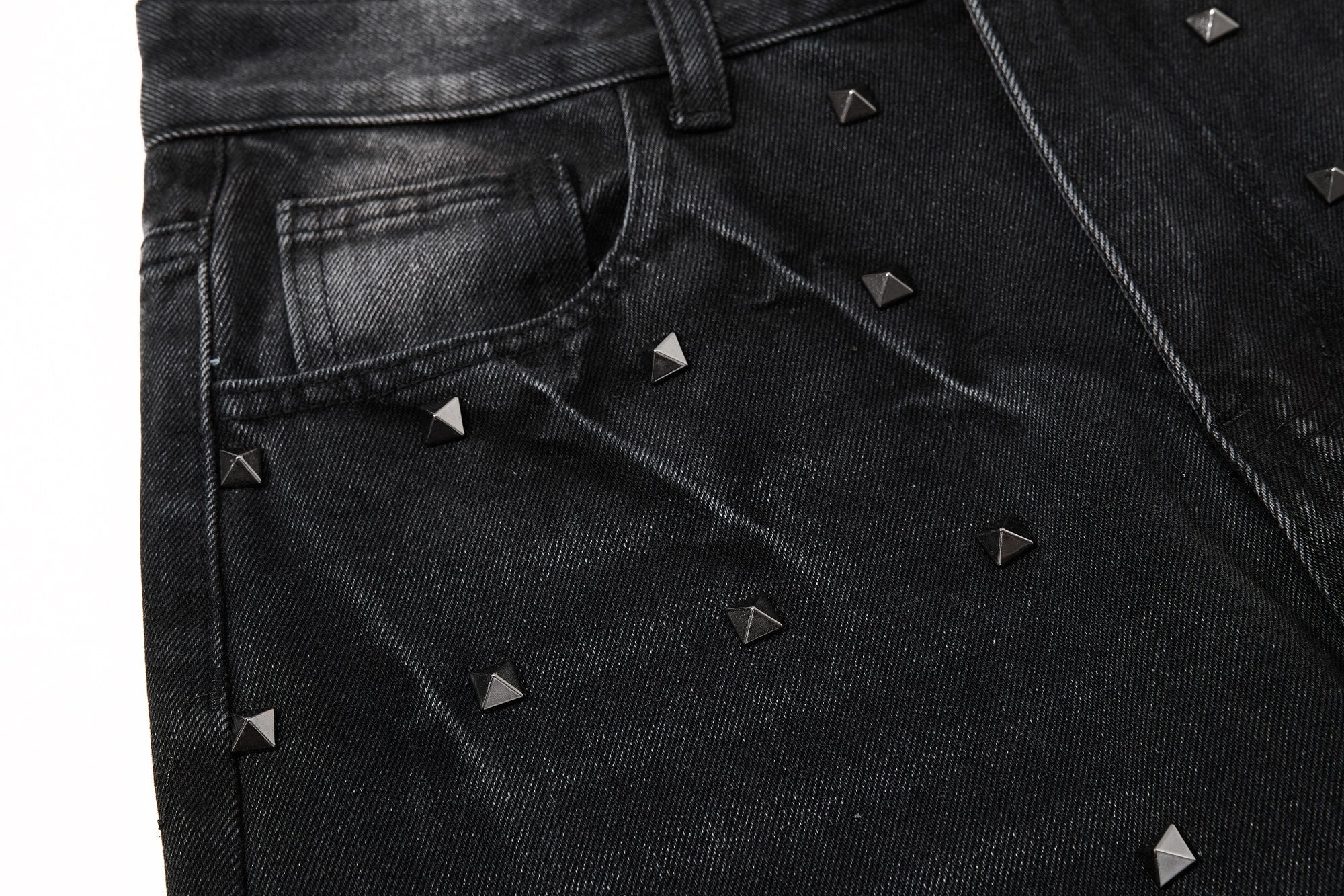 Studded Wide-Leg Denim Jeans | Vintage Black Streetwear