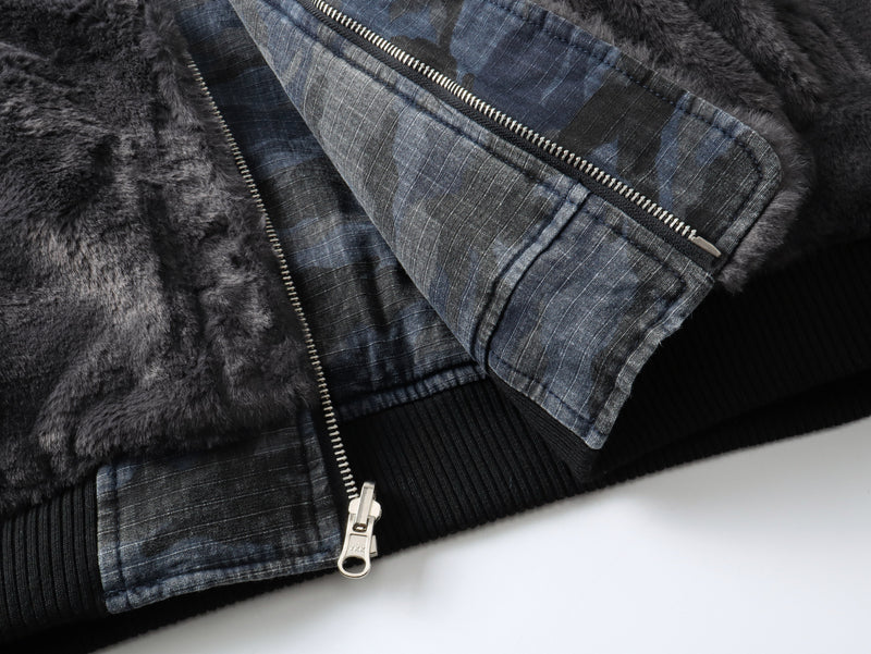 Reversible Camo Hooded Bomber Jacket | Two-Way Style