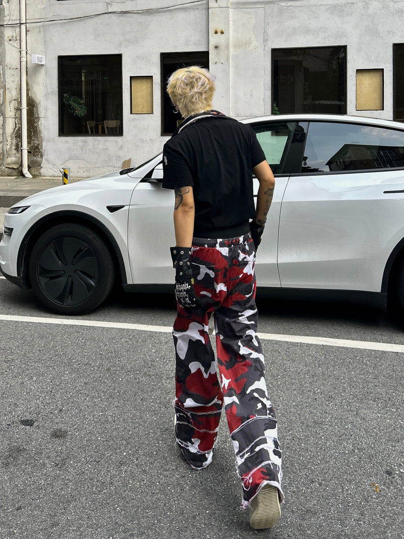 Distressed Wide-Leg Camo Sweatpants | ACC Ruements
