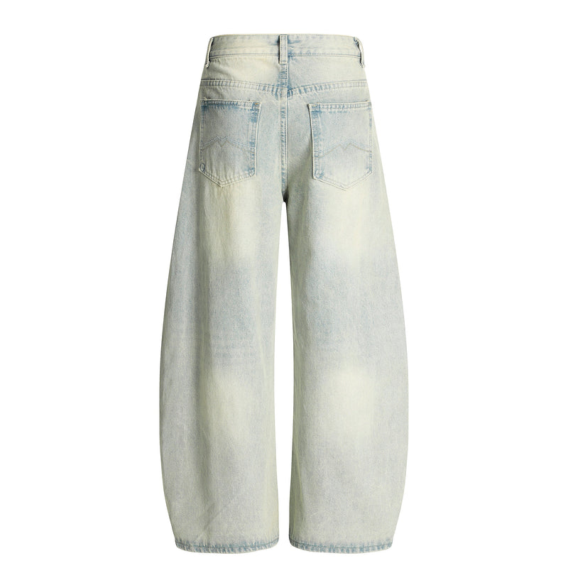 Omirad Creased-Wash Balloon Jeans | Wide Leg Denim