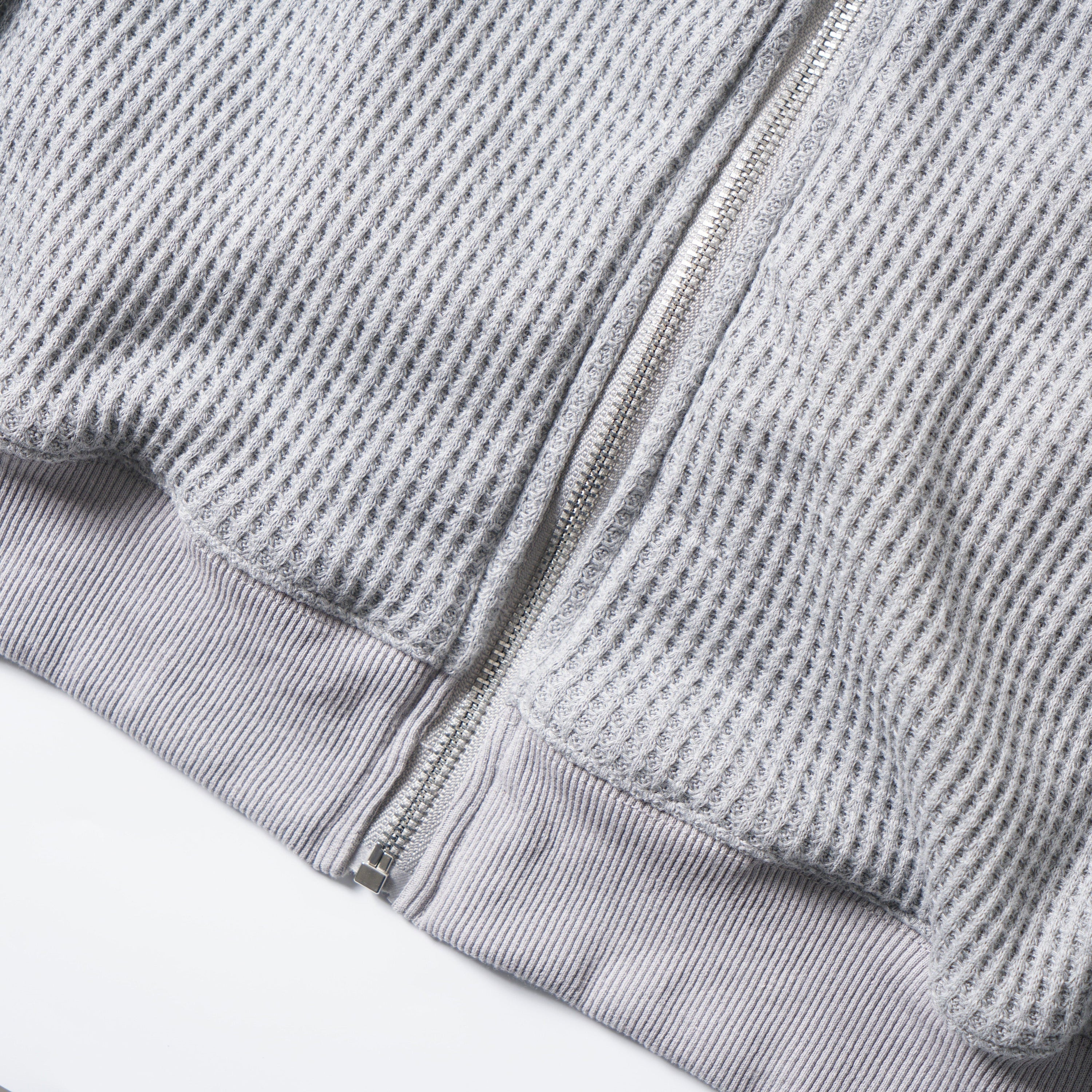 Omirad Faux Fur Trim Zip-Up Hoodie | Waffle Knit Streetwear