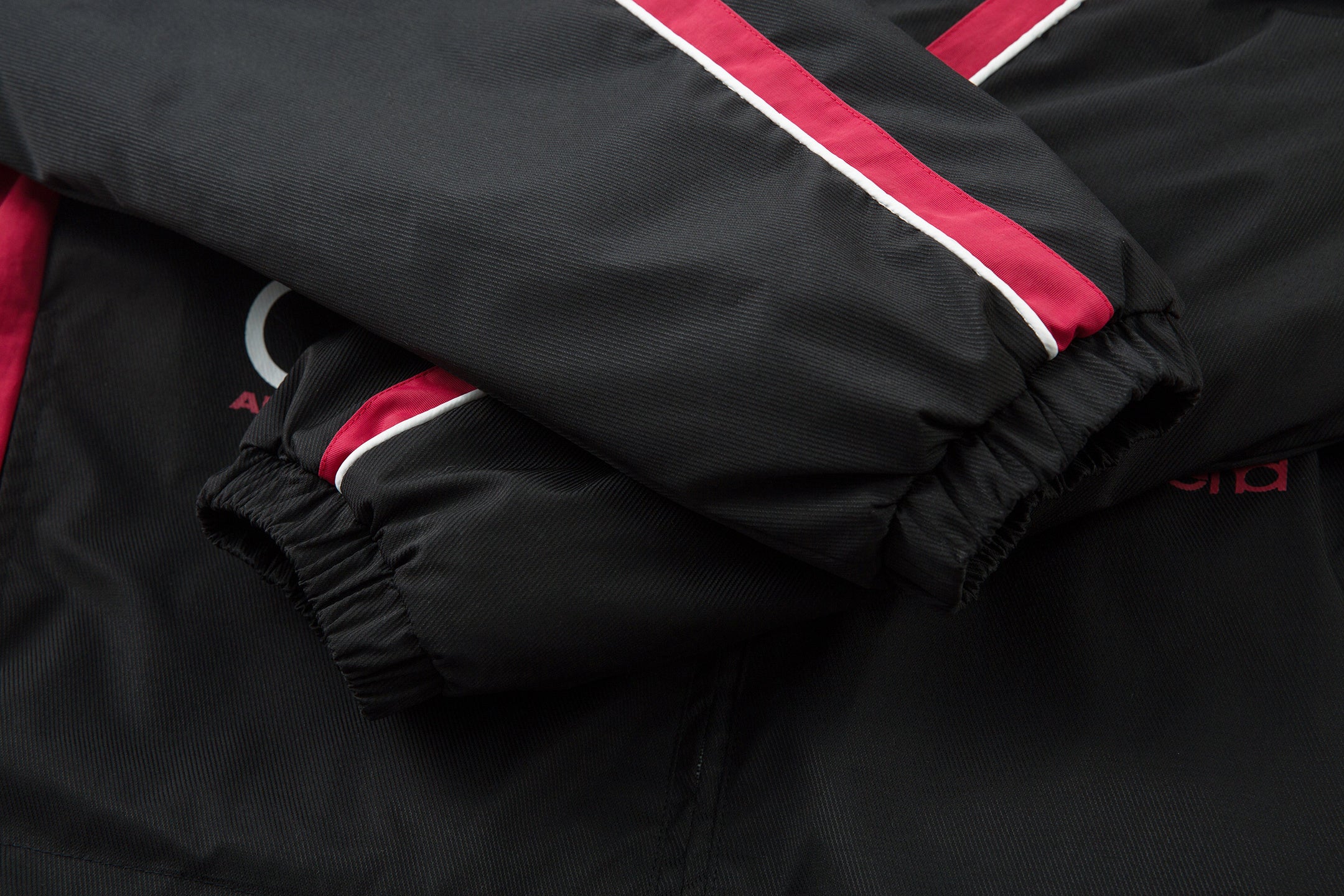 Racing Patch Faux Fur Hood Jacket | Color-Block Nylon