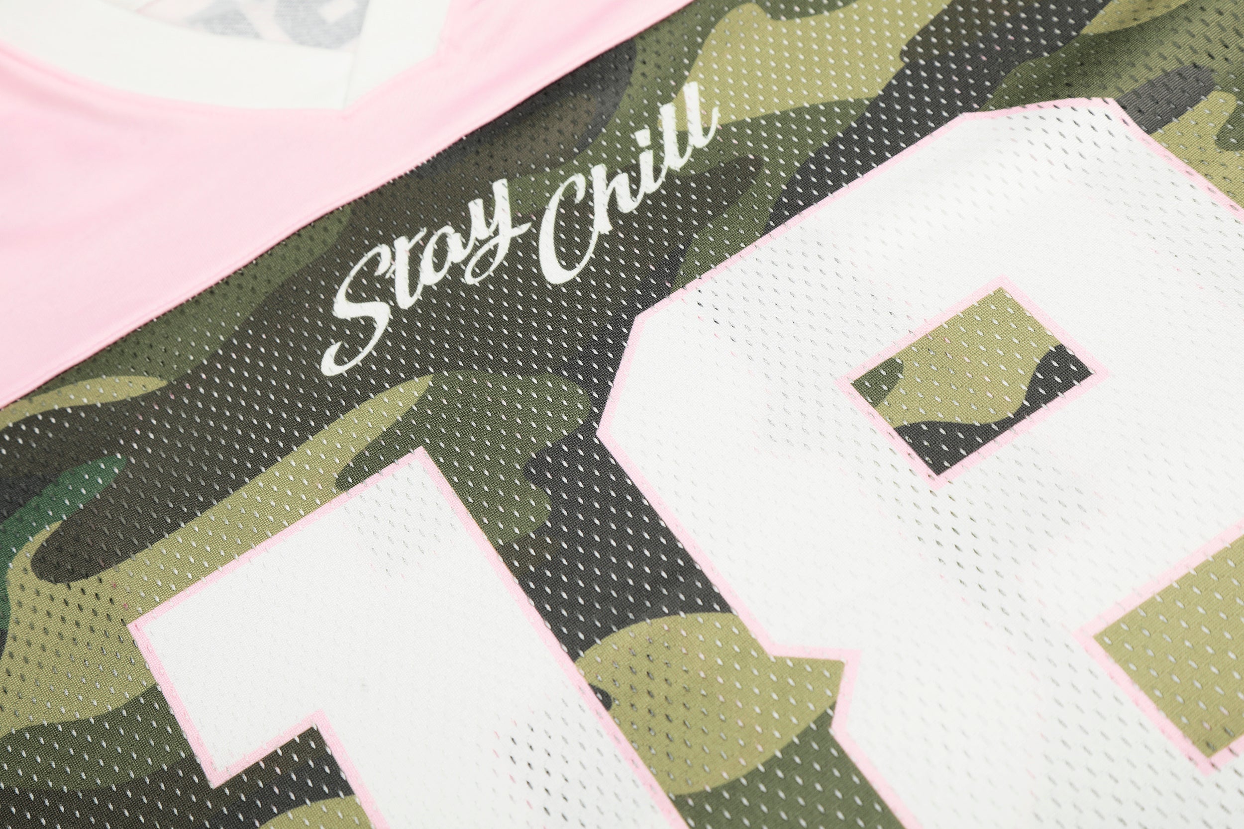Pink Camo Mesh Football Jersey | Number 18 Streetwear Jersey