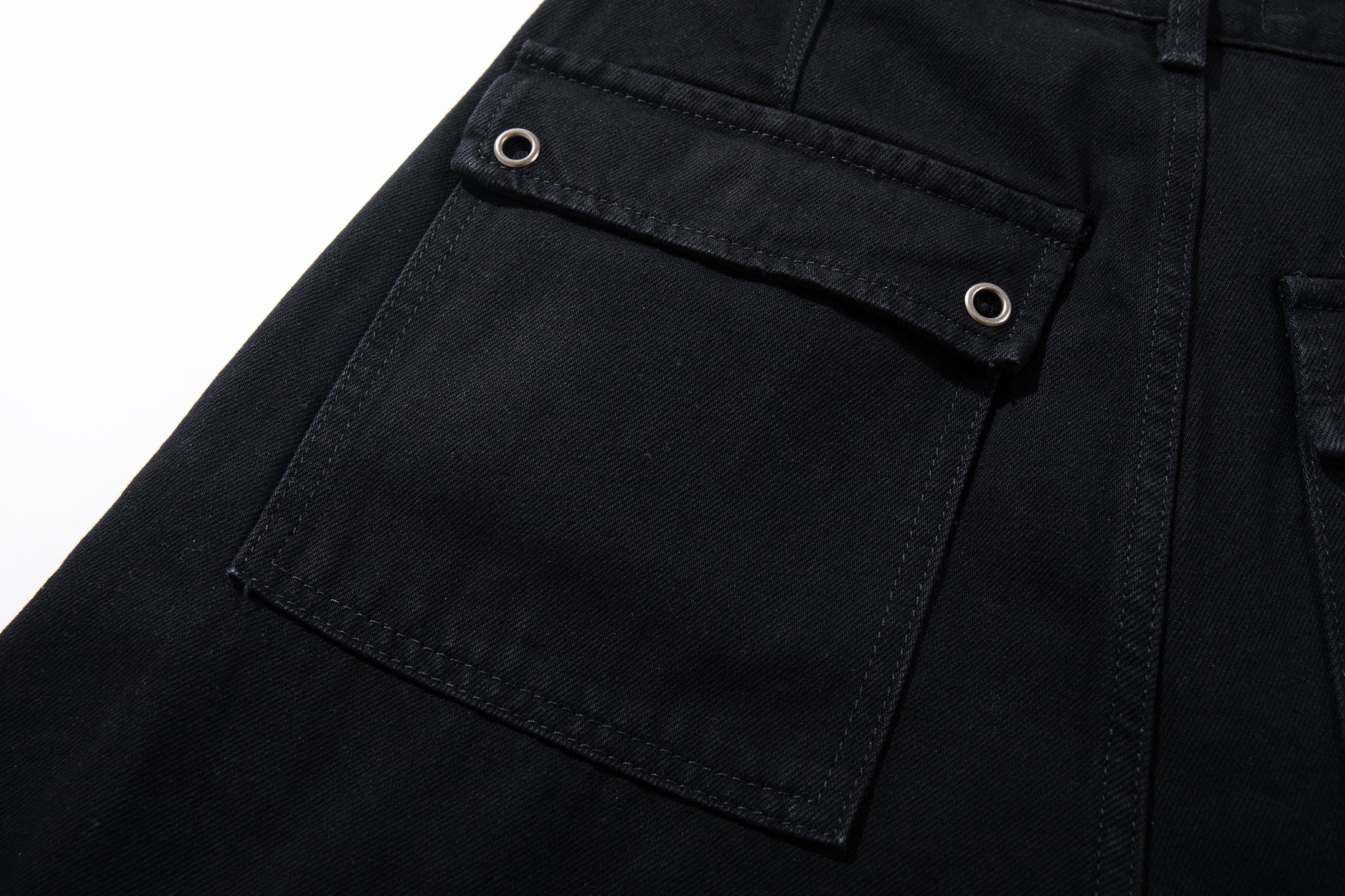 Omirad Tactical Distressed Wide-Leg Pants | Black Denim