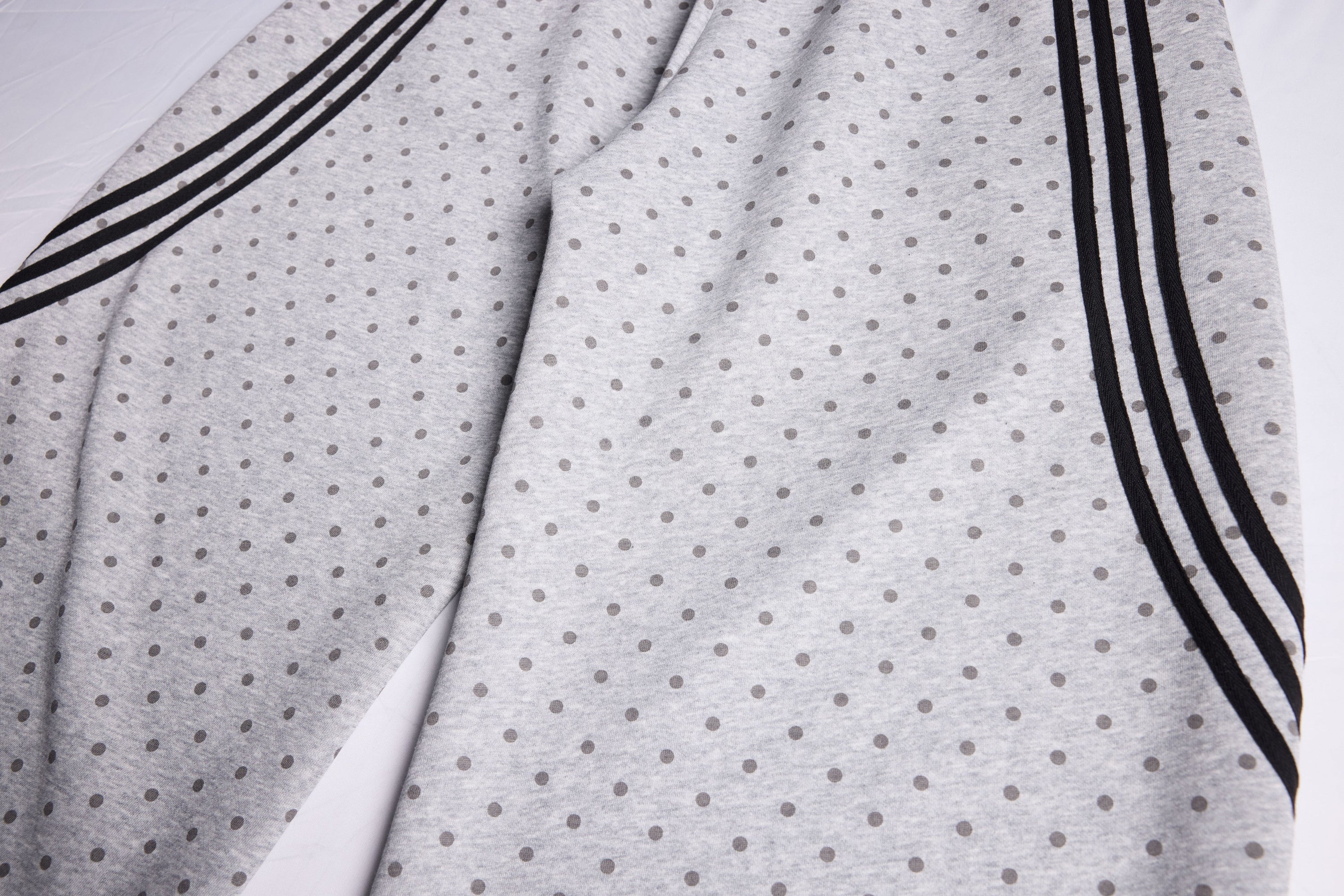 Polka Dot Wide-Leg Sweatpants with Stripe Detail | Omirad