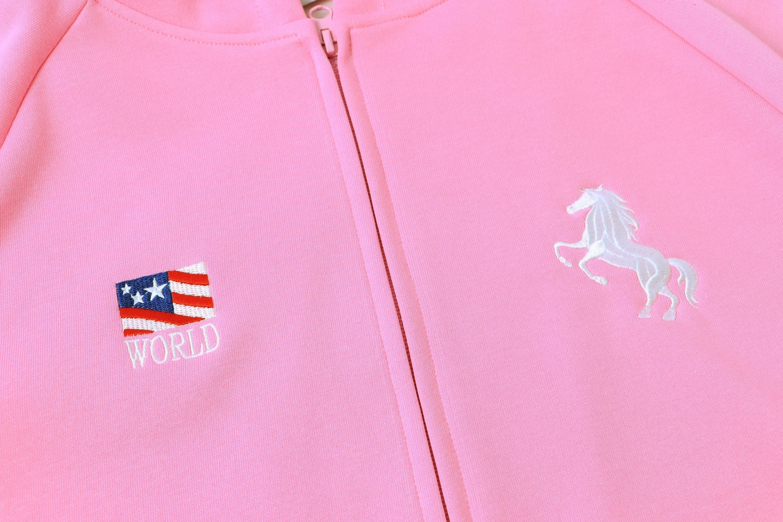 Pastel Pink Unicorn Varsity Zip Hoodie | Streetwear