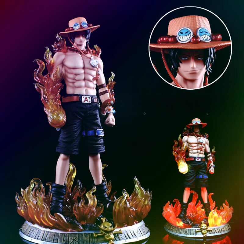 Ace Action Figurine – 41cm with Colorful Glowing Flames, Limited Edition – One Piece Collectible