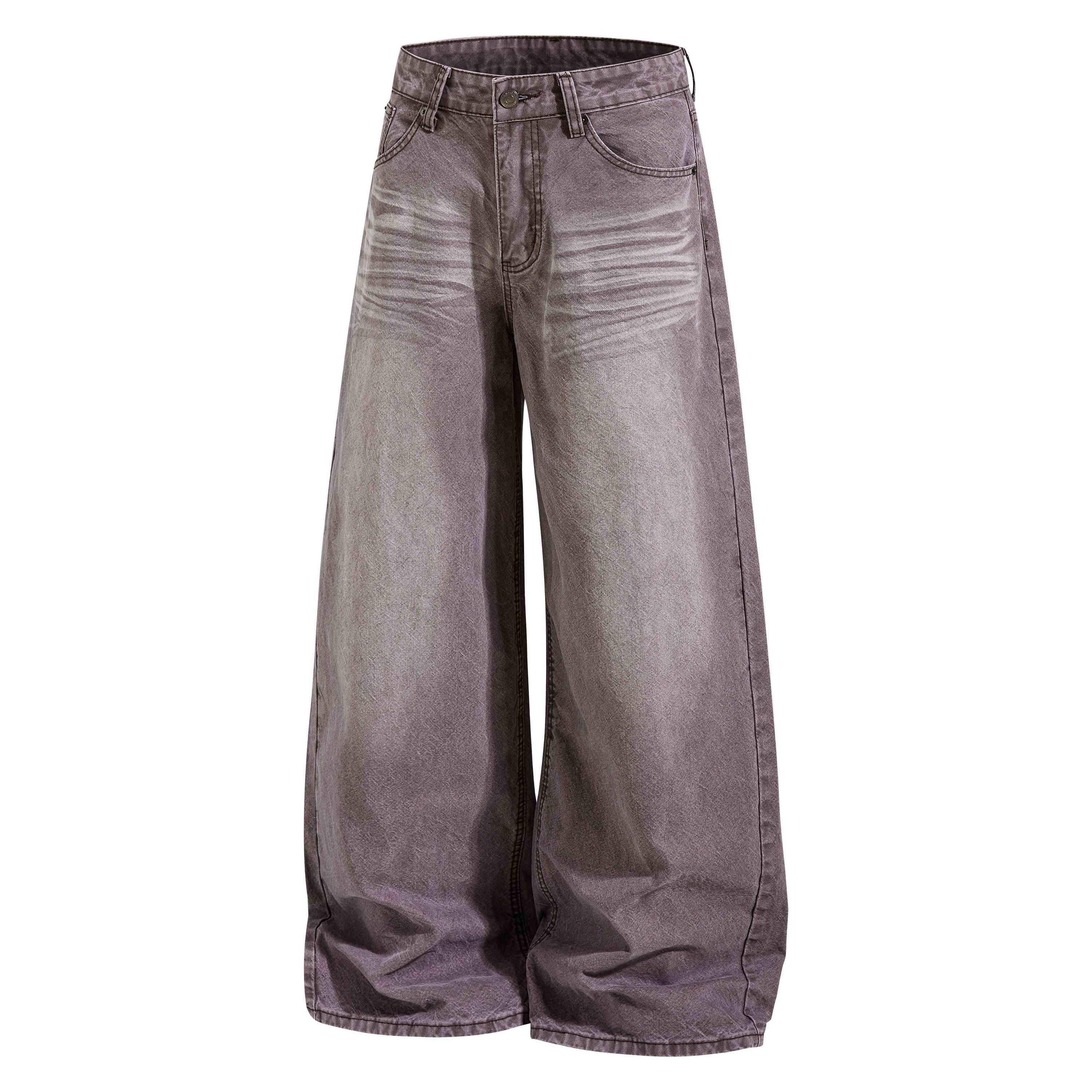 Vintage Fade Wide-Leg Denim Pants | Washed Streetwear Jeans