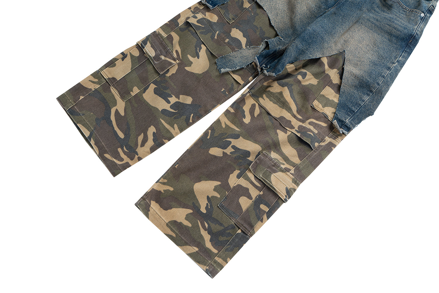 Omirad Layered Camo Denim Hybrid Cargo Pants