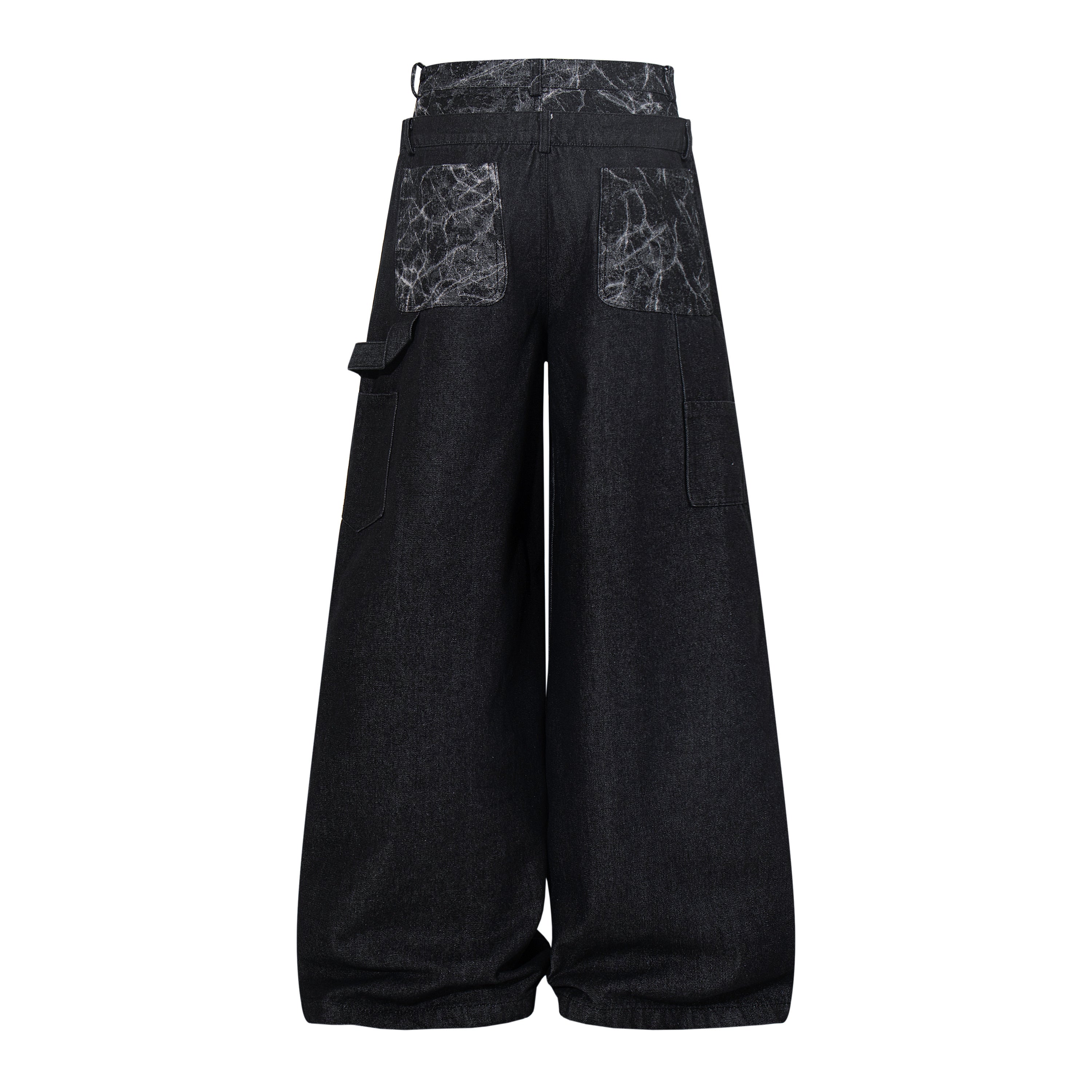 Omirad Cracked Panel Wide-Leg Denim Pants | Streetwear