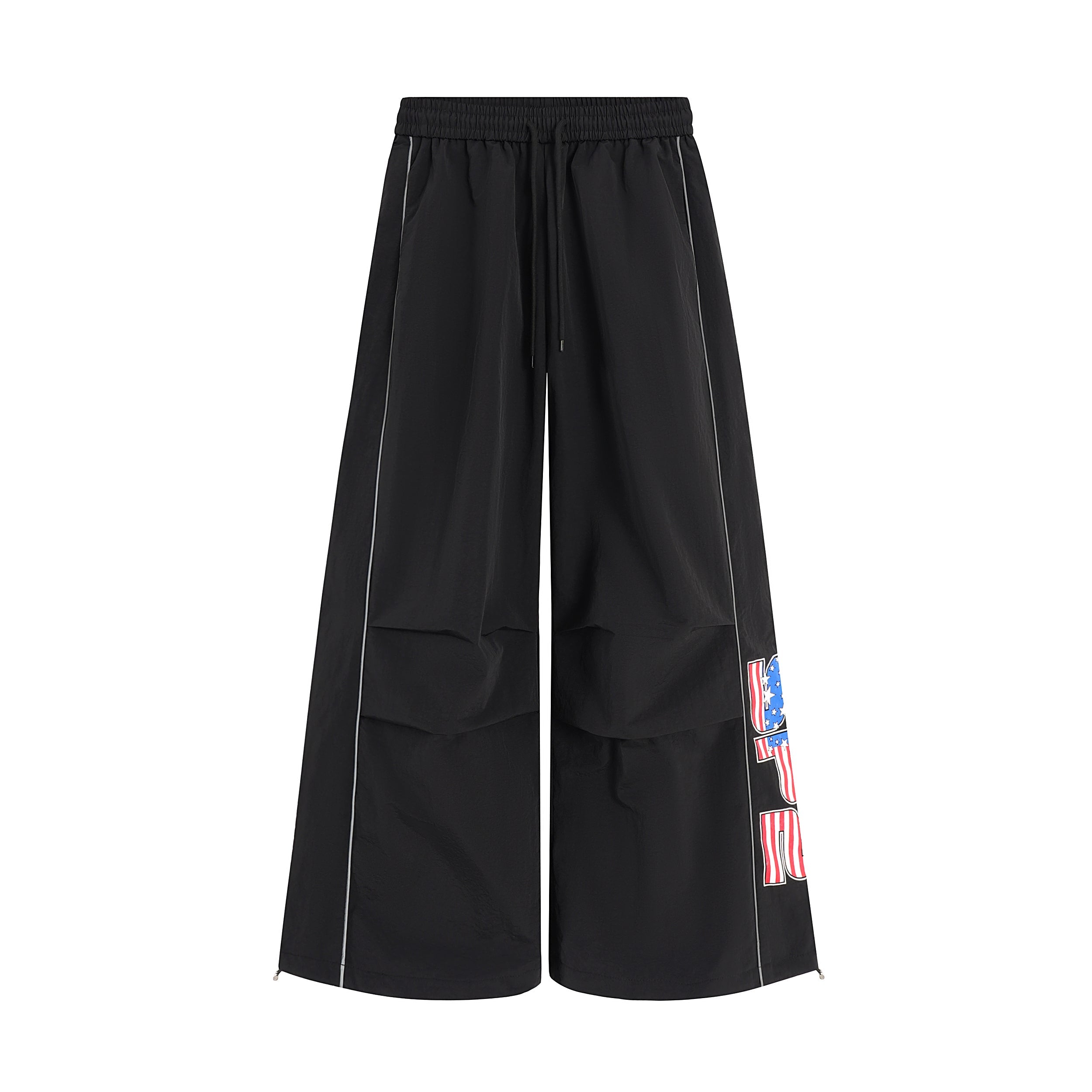 Omirad Flag Print Wide-Leg Nylon Pants | Streetwear Baggy Fit