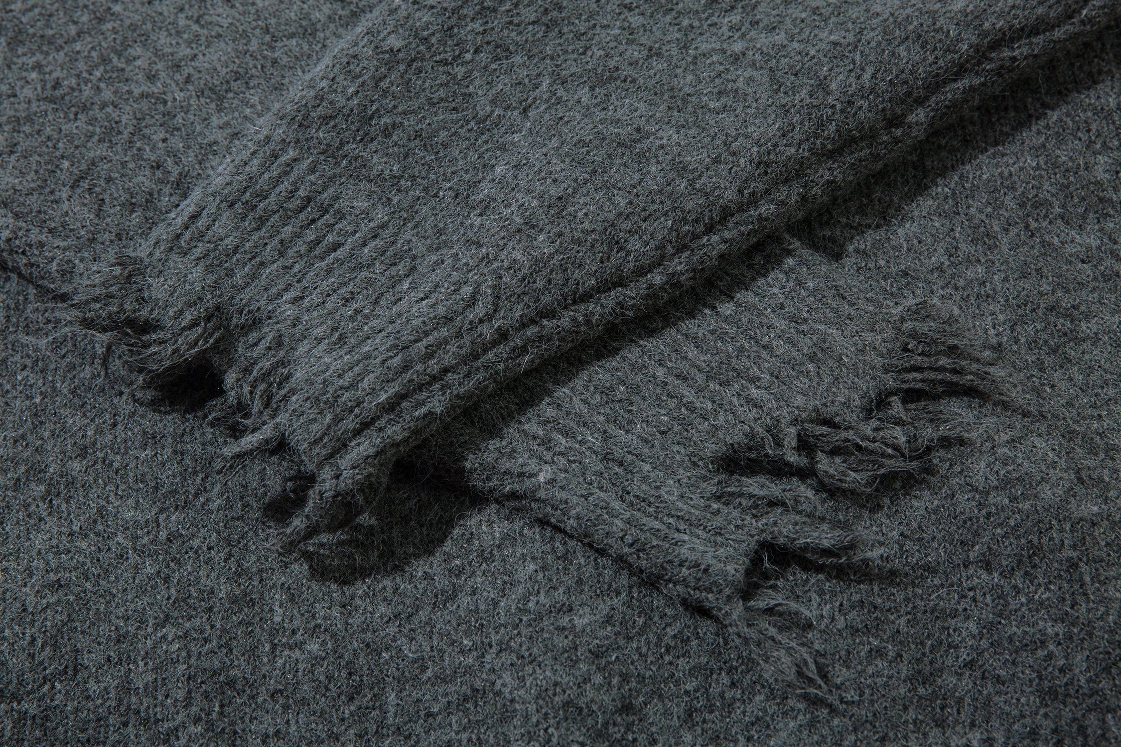 Distressed Hem Half-Zip Knit Sweater | Streetwear Black