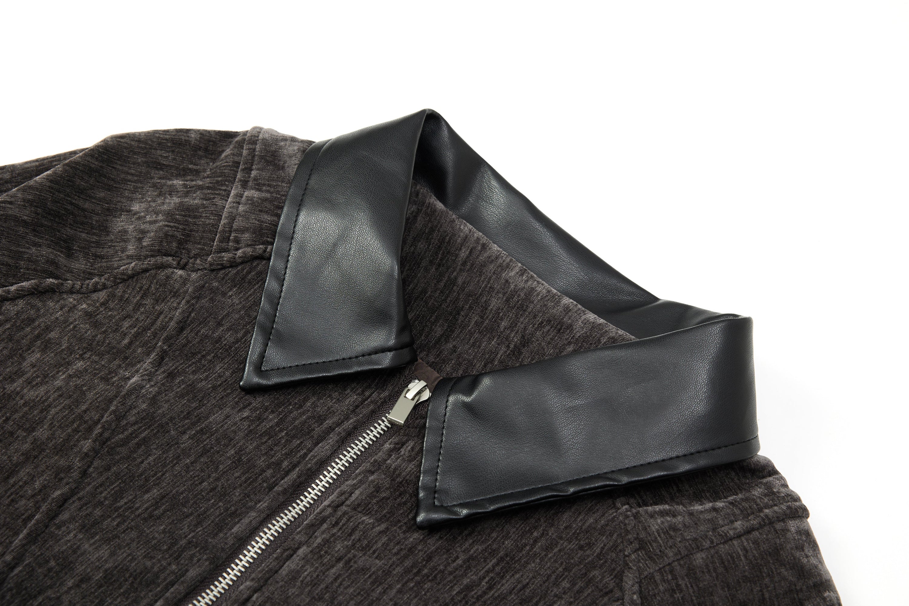 Omirad Chenille Bomber Jacket with Faux-Leather Collar