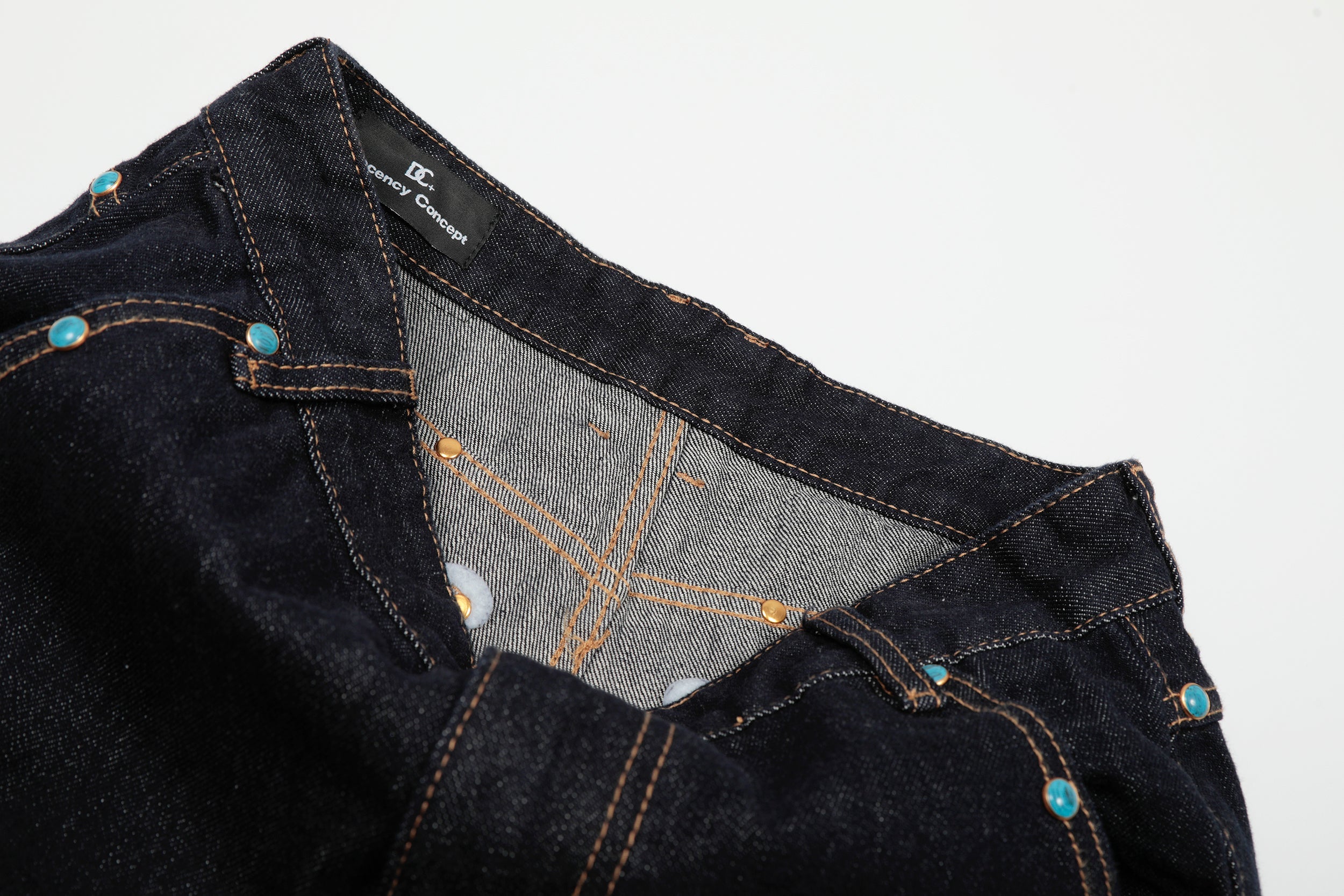 Omirad Studded Dark-Wash Wide-Leg Jeans | SEAKOFF