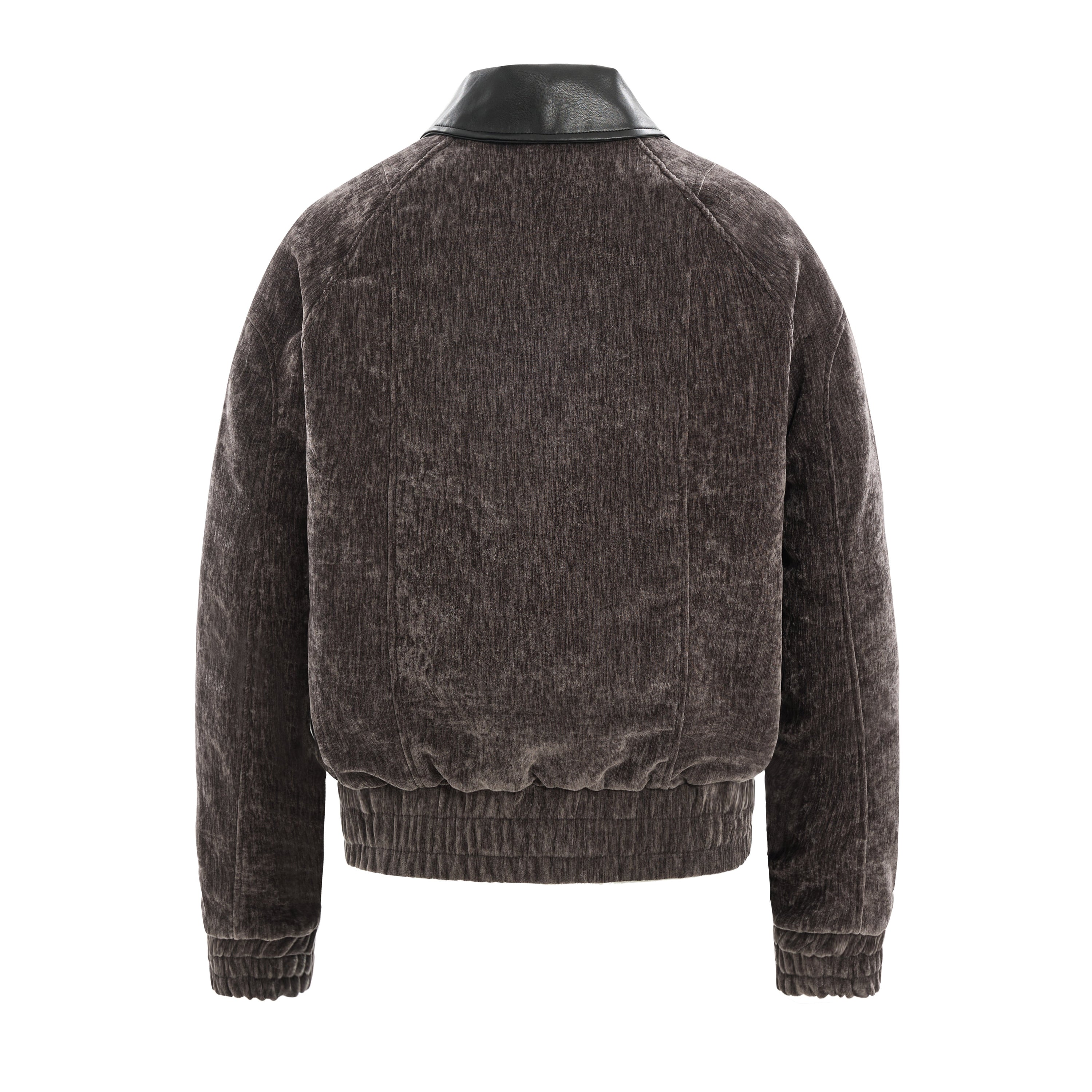 Omirad Chenille Bomber Jacket with Faux-Leather Collar