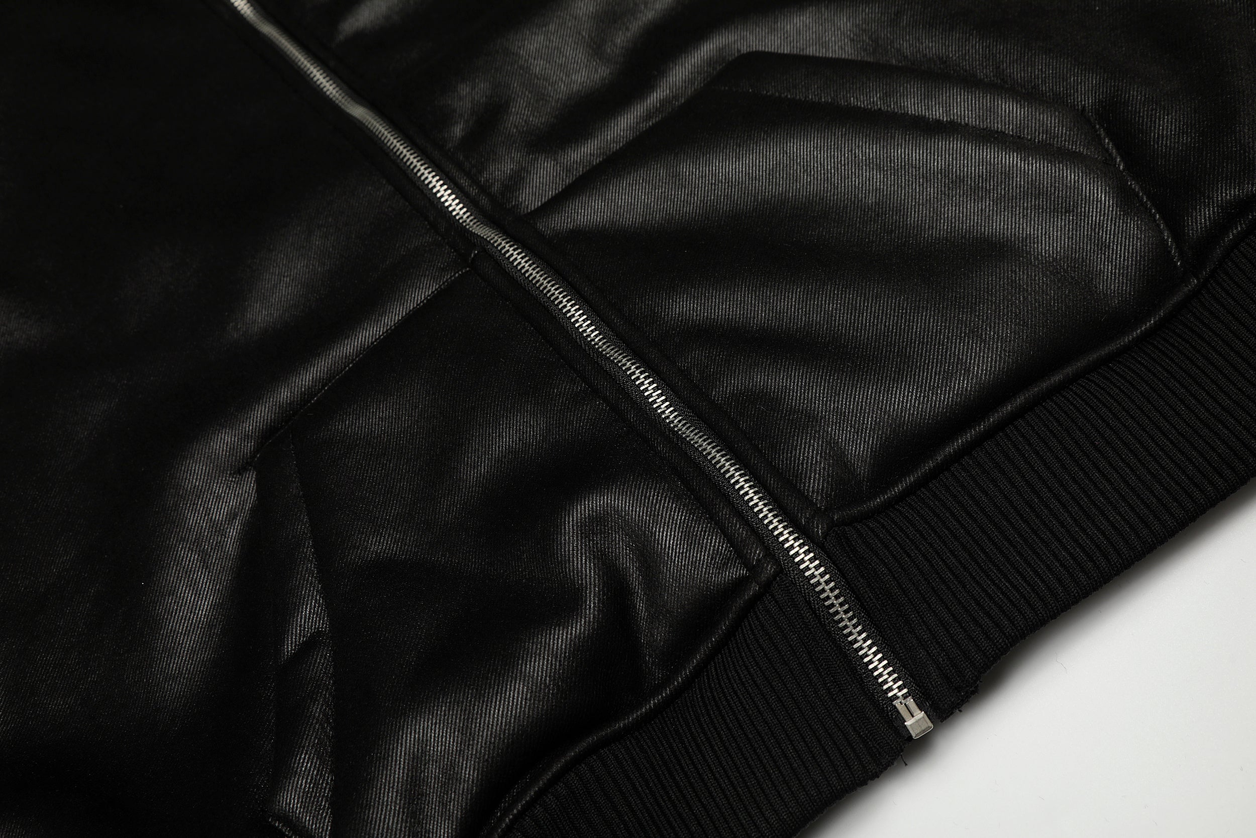 Omirad Badge PU Leather Hooded Varsity Jacket