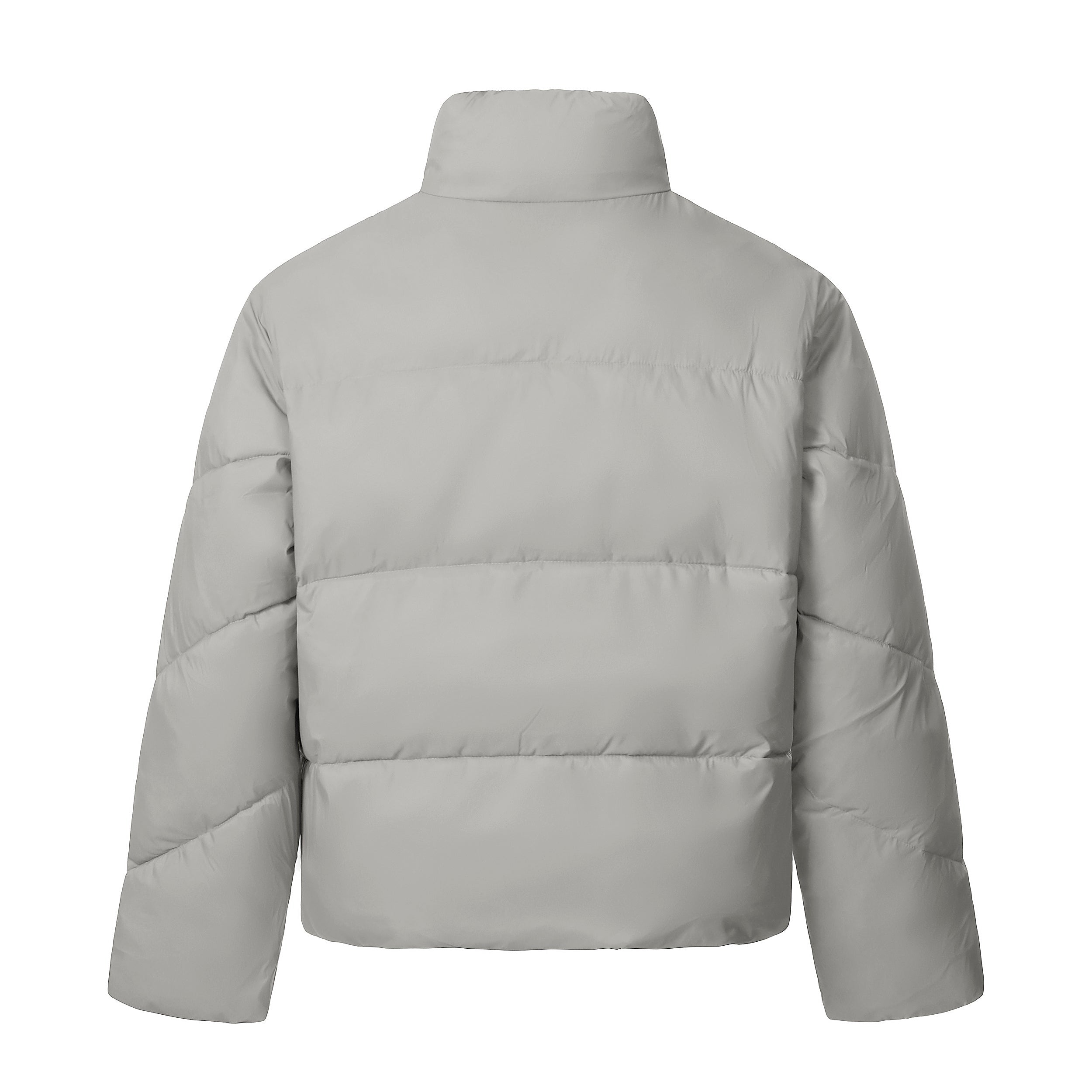 Omirad High-Neck Cropped Puffer Jacket | Grey & Black
