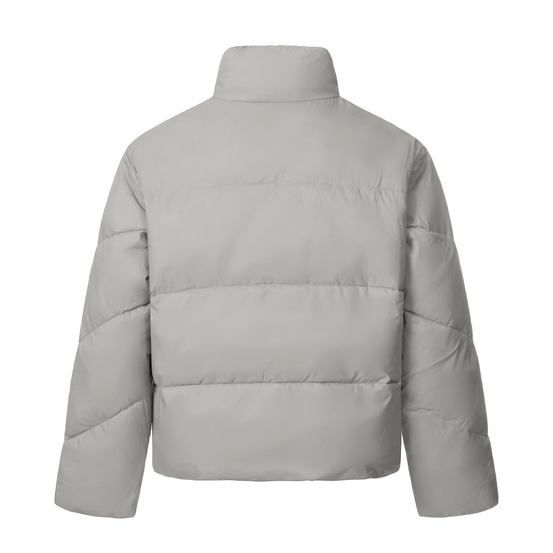 Omirad High-Neck Cropped Puffer Jacket | Grey & Black