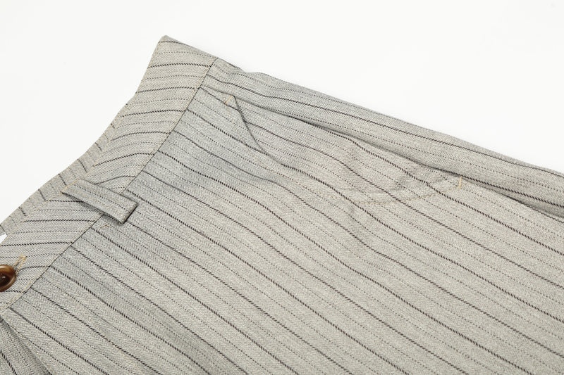 Pinstripe Barrel Leg Trousers | Vintage Wide Leg Pants